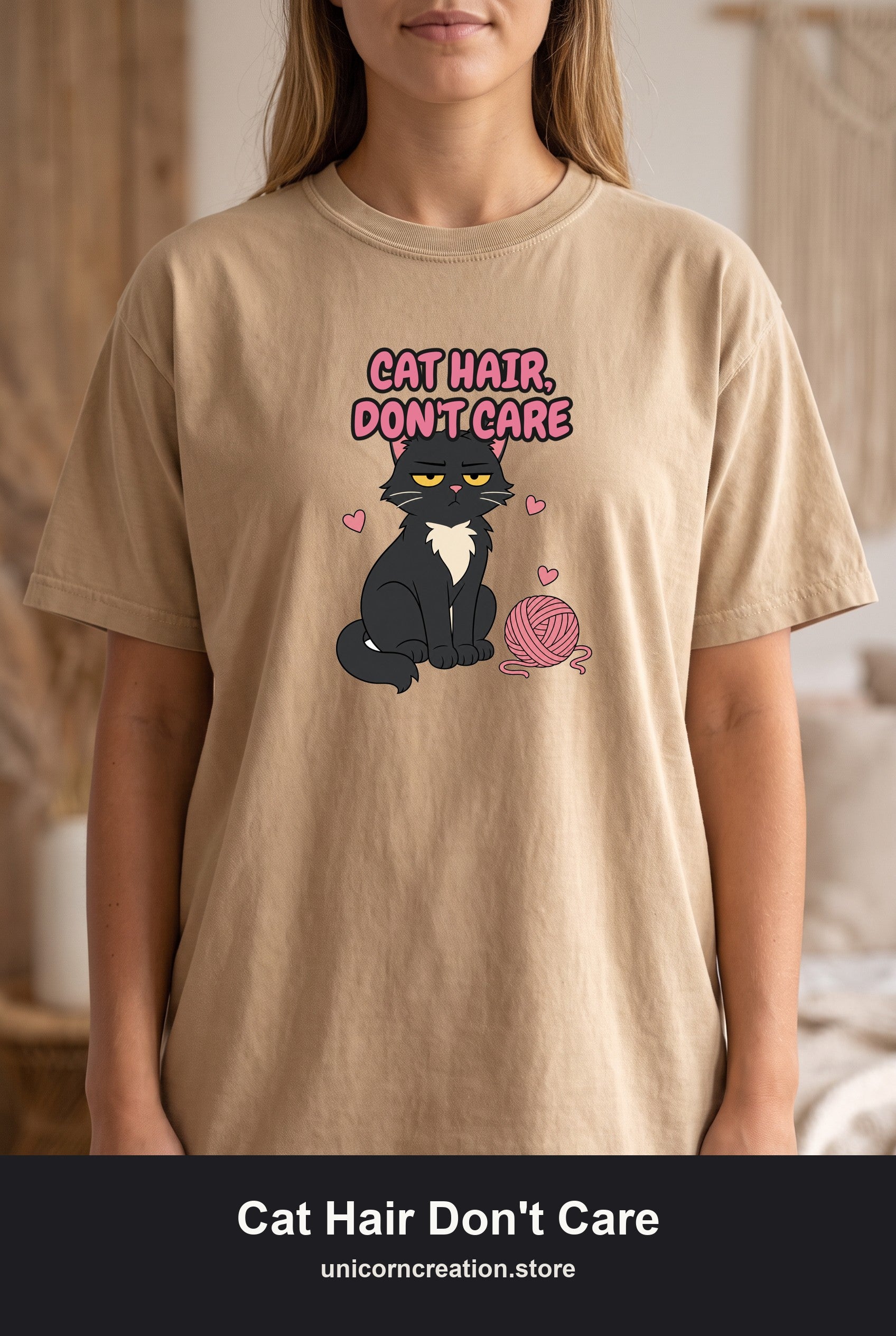 Cat Hair Don't Care Shirt, Funny Cat Mom Tee, Cat Lover Gift, Cat Owner Sweatshirt
