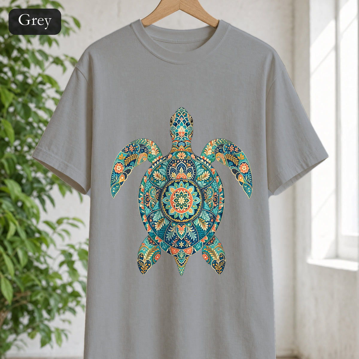 Boho Sea Turtle Shirt, Folk Art Turtle Tee, Japanese Pattern Ocean Lover Gift, Vintage Floral Turtle Sweatshirt