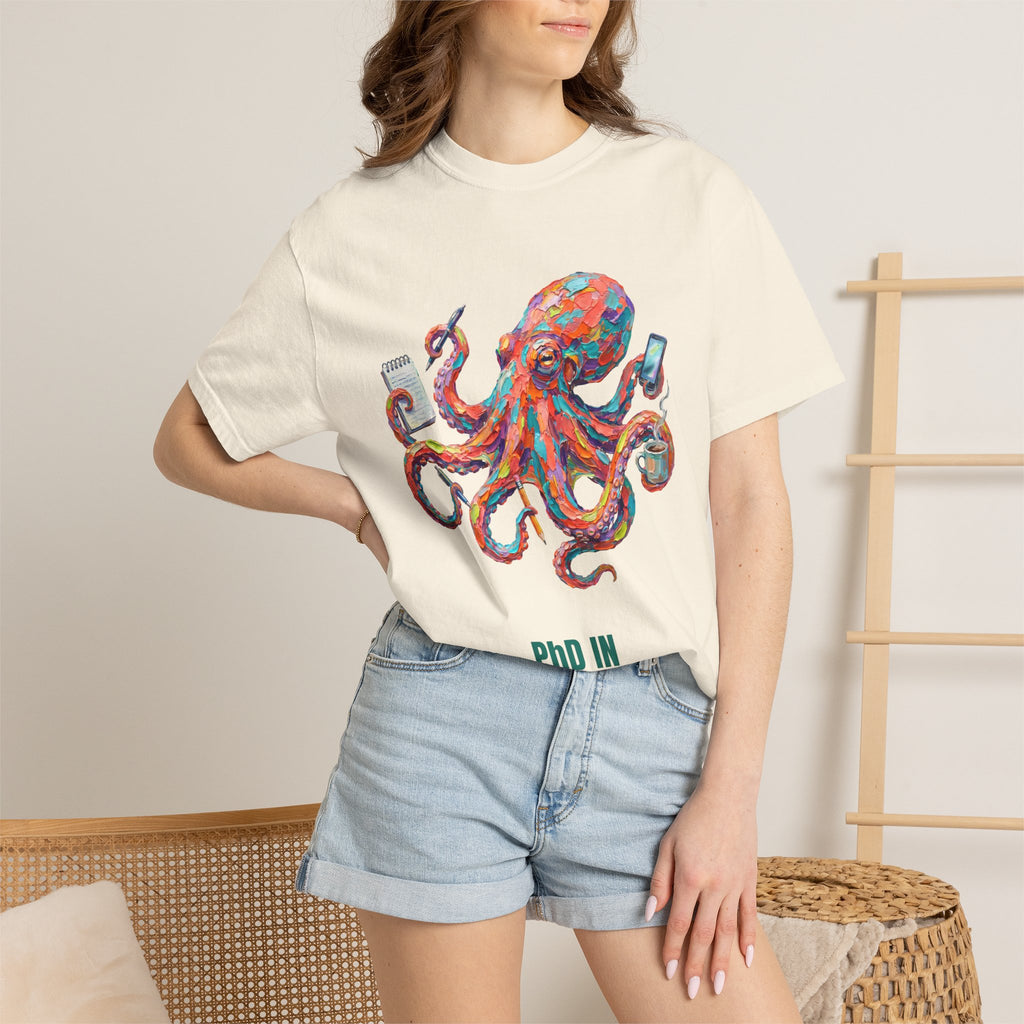 PhD in Multitasking Shirt, Funny Octopus Tee, Busy Mom Boss Gift, Painterly Ocean Humor Sweatshirt
