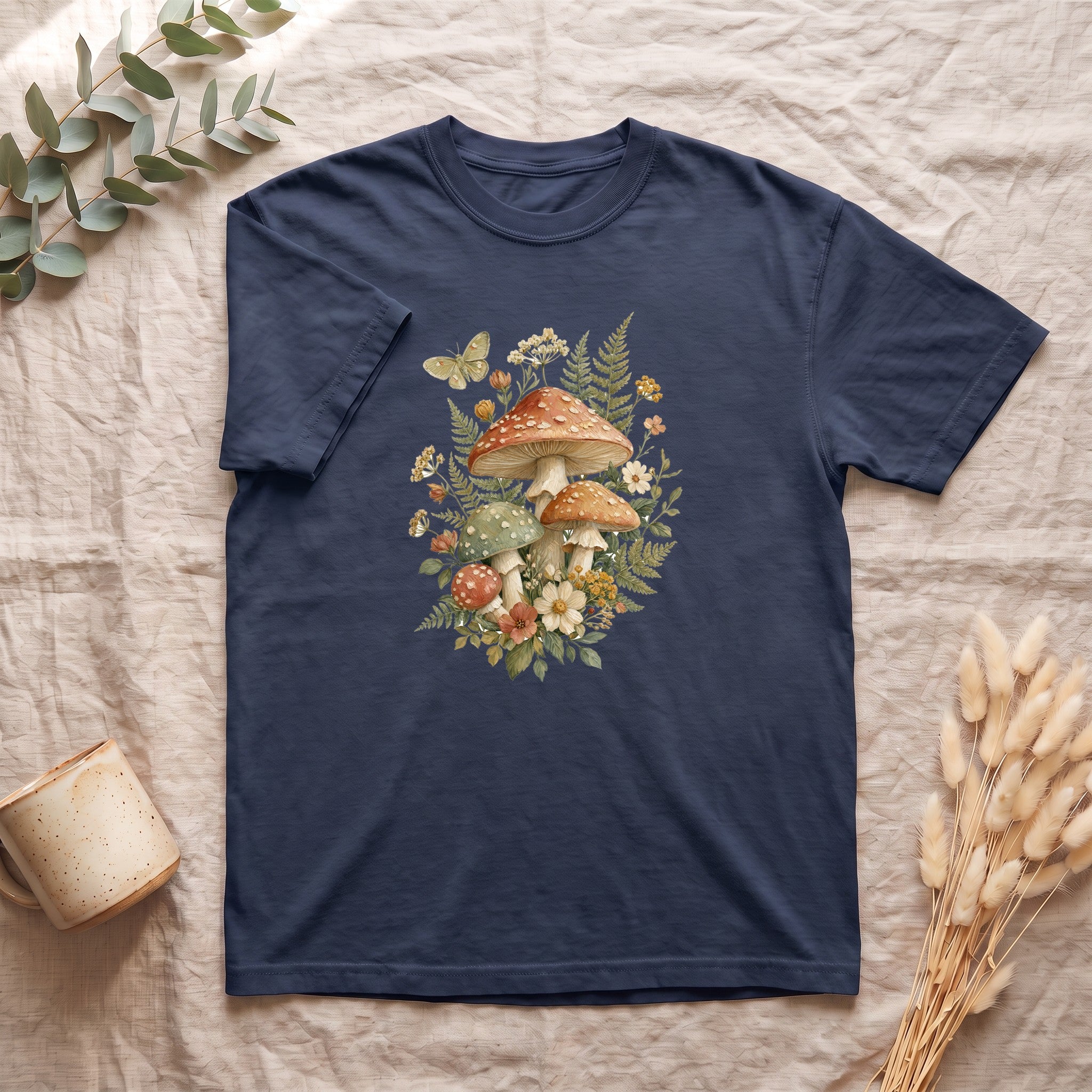 Cottagecore Mushroom Shirt, Botanical Fairycore Tee, Whimsical Nature Lover Gift, Painterly Wildflower Sweatshirt