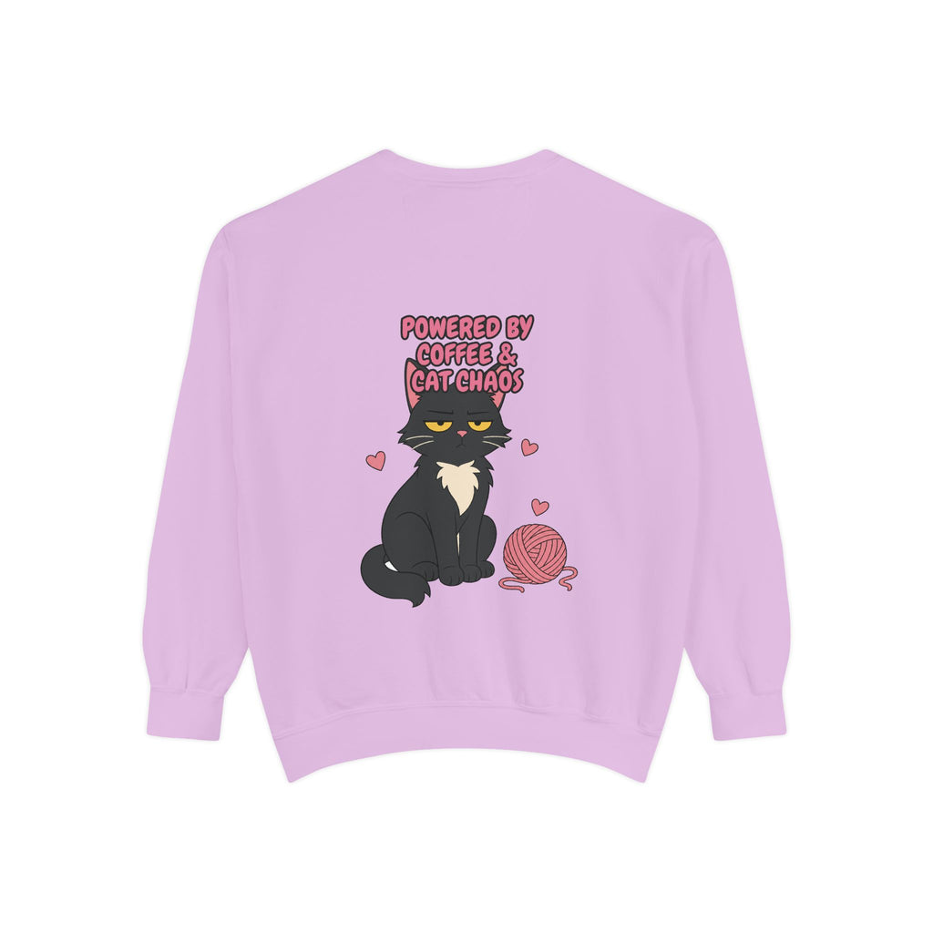 Powered By Coffee and Cat Chaos Shirt, Funny Cat Mom Coffee Tee, Cat Lover Gift, Cat Owner Sweatshirt