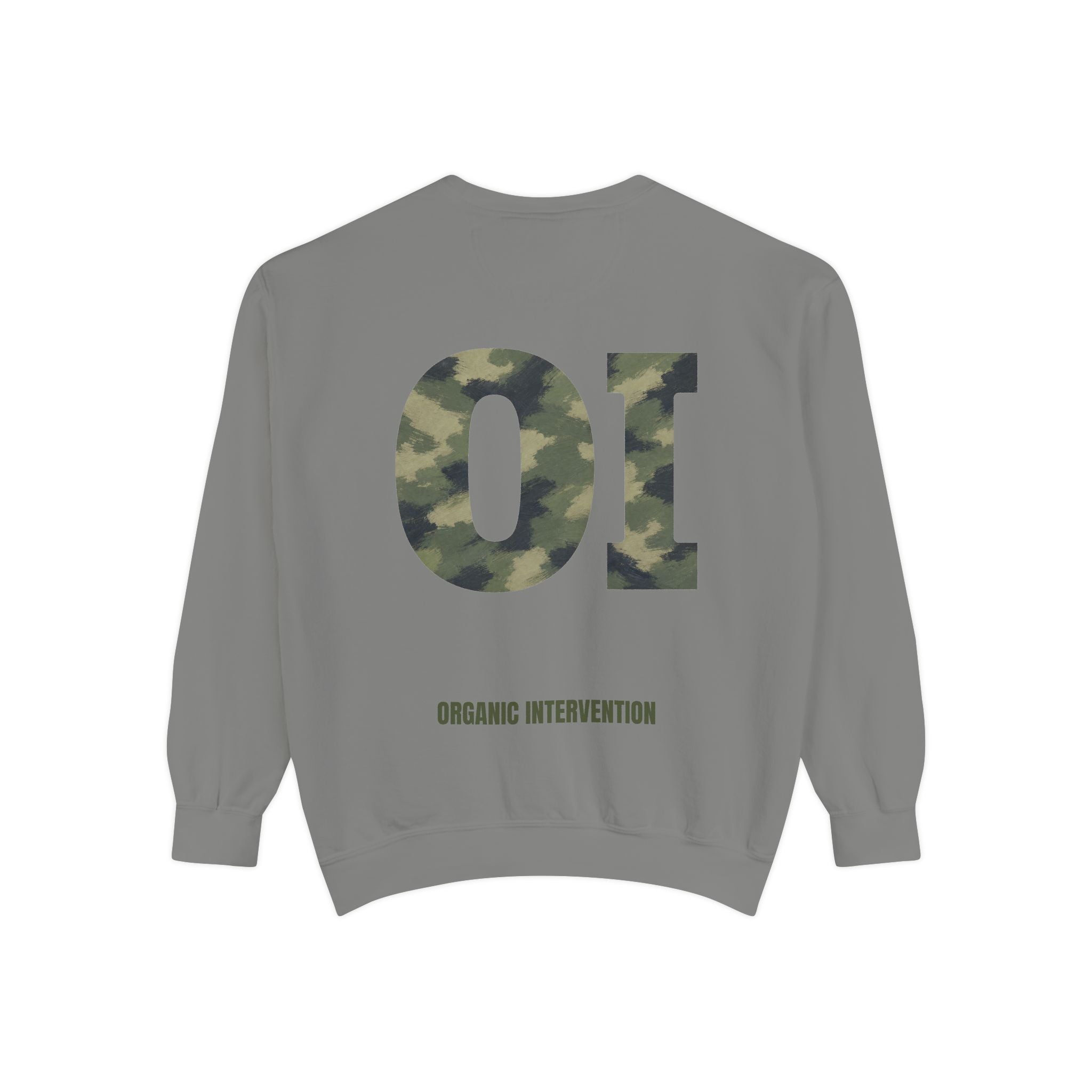 Organic Intervention Camo Hoodie, OI Monogram Anti-Algorithm Sweatshirt, Streetwear Camo Graphic Gift, Bold Statement Hoodie