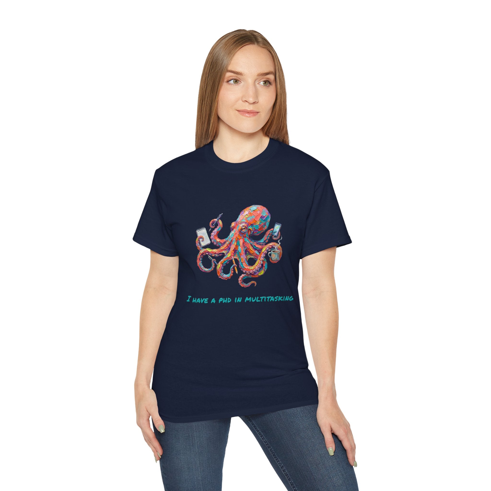 Octopus T-Shirt — I Have a PhD in Multitasking, Funny Office Tee