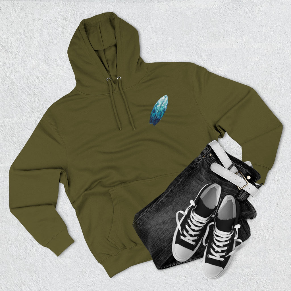 Surf Dog Hoodie — Cute White Dog Riding a Blue Surfboard Pullover