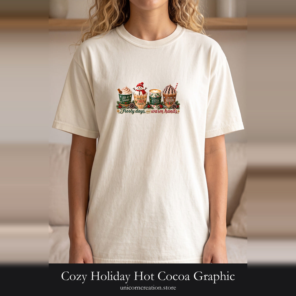 Cozy Holiday Hot Cocoa Graphic Shirt | Winter Drink Design