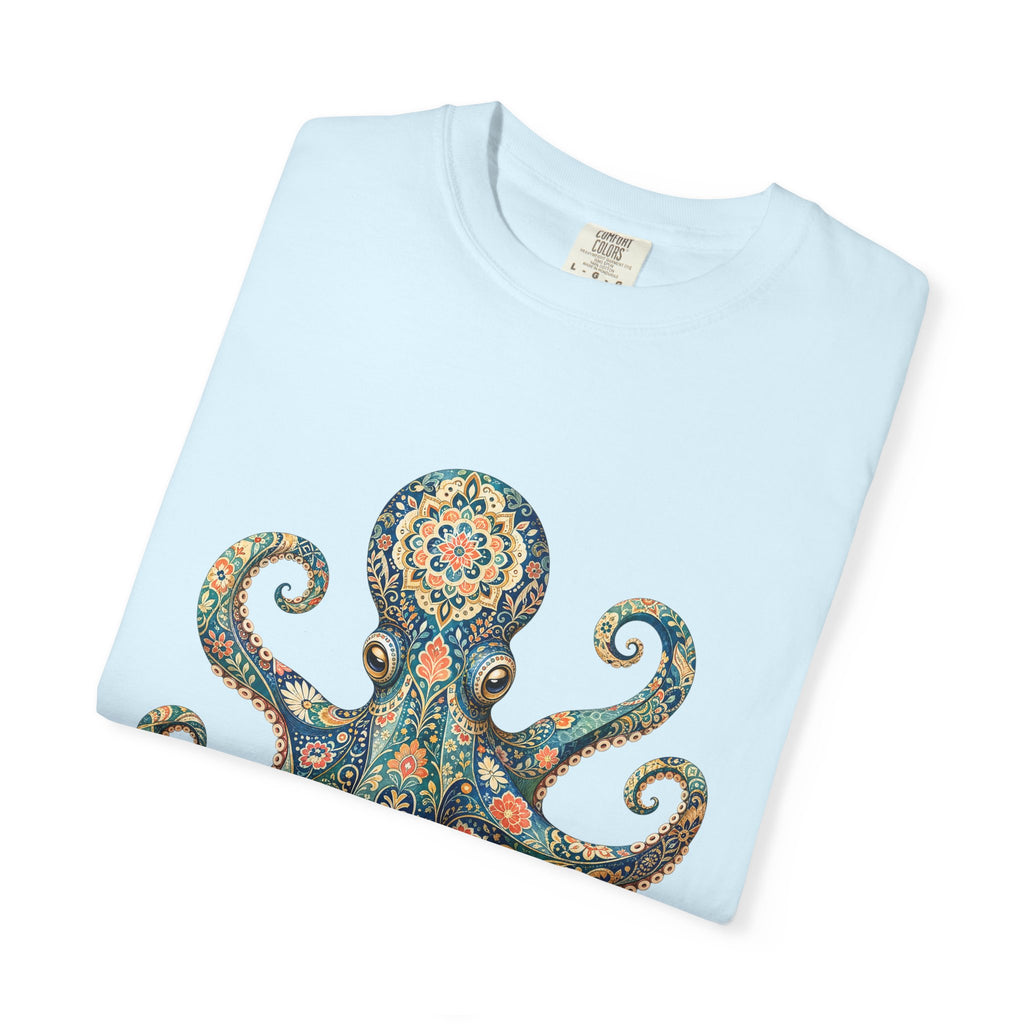 Boho Octopus Shirt, Folk Art Octopus Tee, Japanese Pattern Ocean Lover Gift, Vintage Floral Octopus Sweatshirt