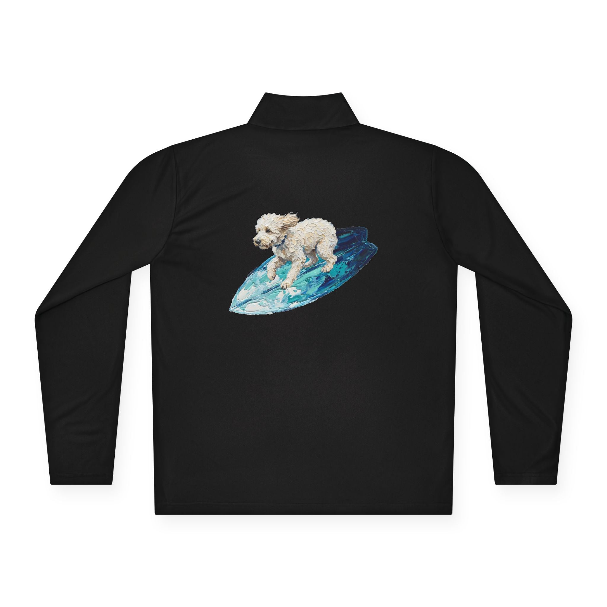 Surfboard Quarter-Zip Pullover — Painterly Surf Art Sweatshirt