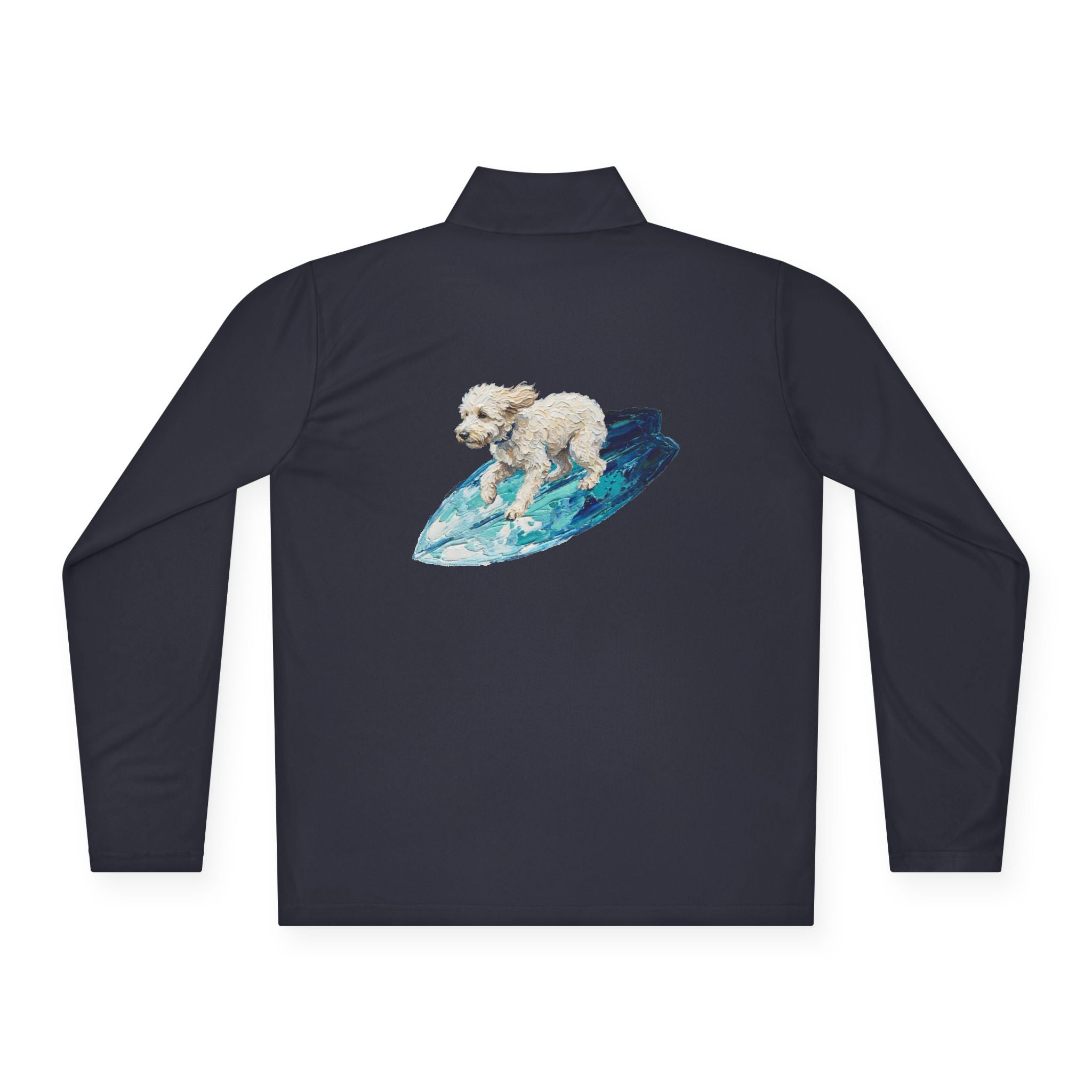 Surfboard Quarter-Zip Pullover — Painterly Surf Art Sweatshirt