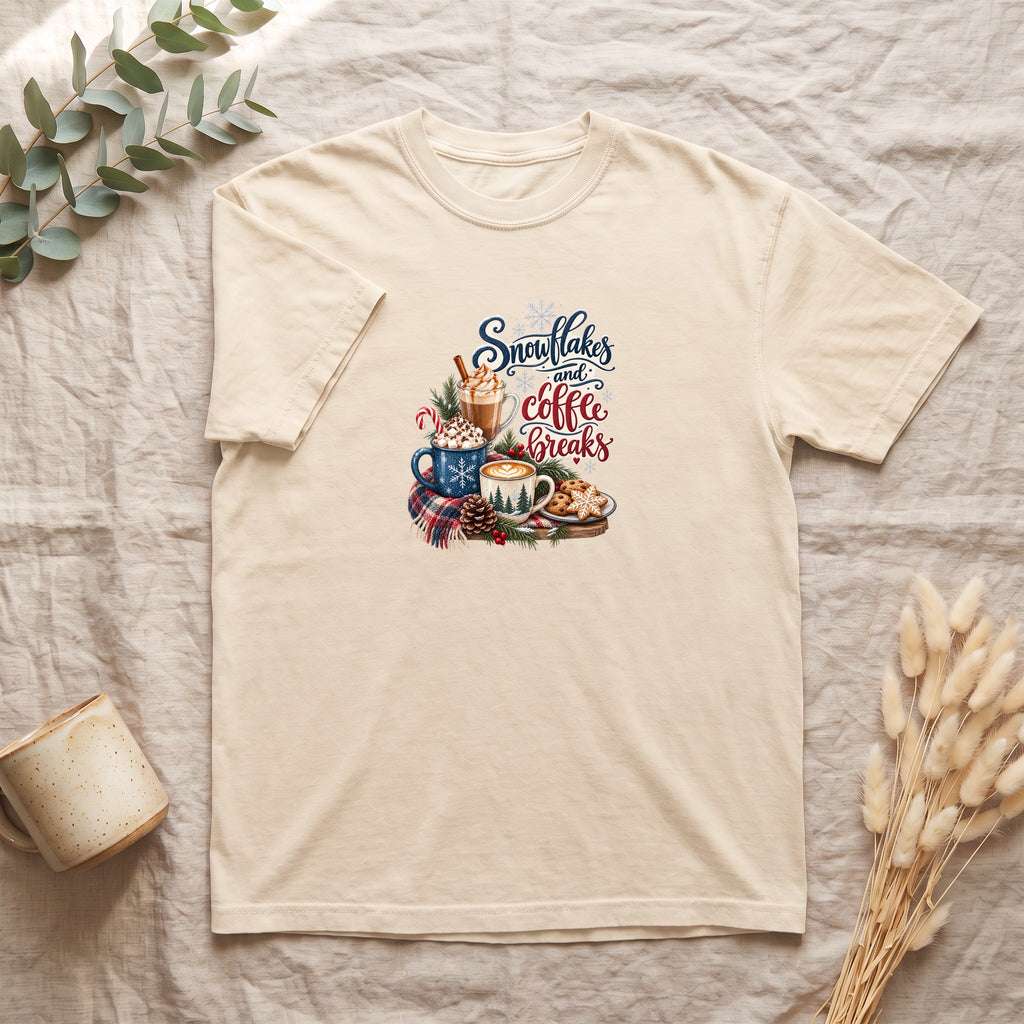 Snowflakes and Coffee Break Shirt | Winter Hot Cocoa Mug Design