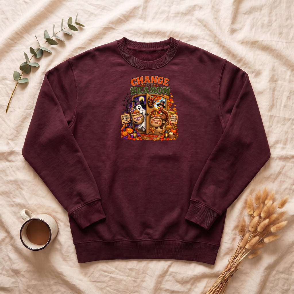 Change Season crewneck sweatshirt | Halloween autumn pumpkins spooky tombstones