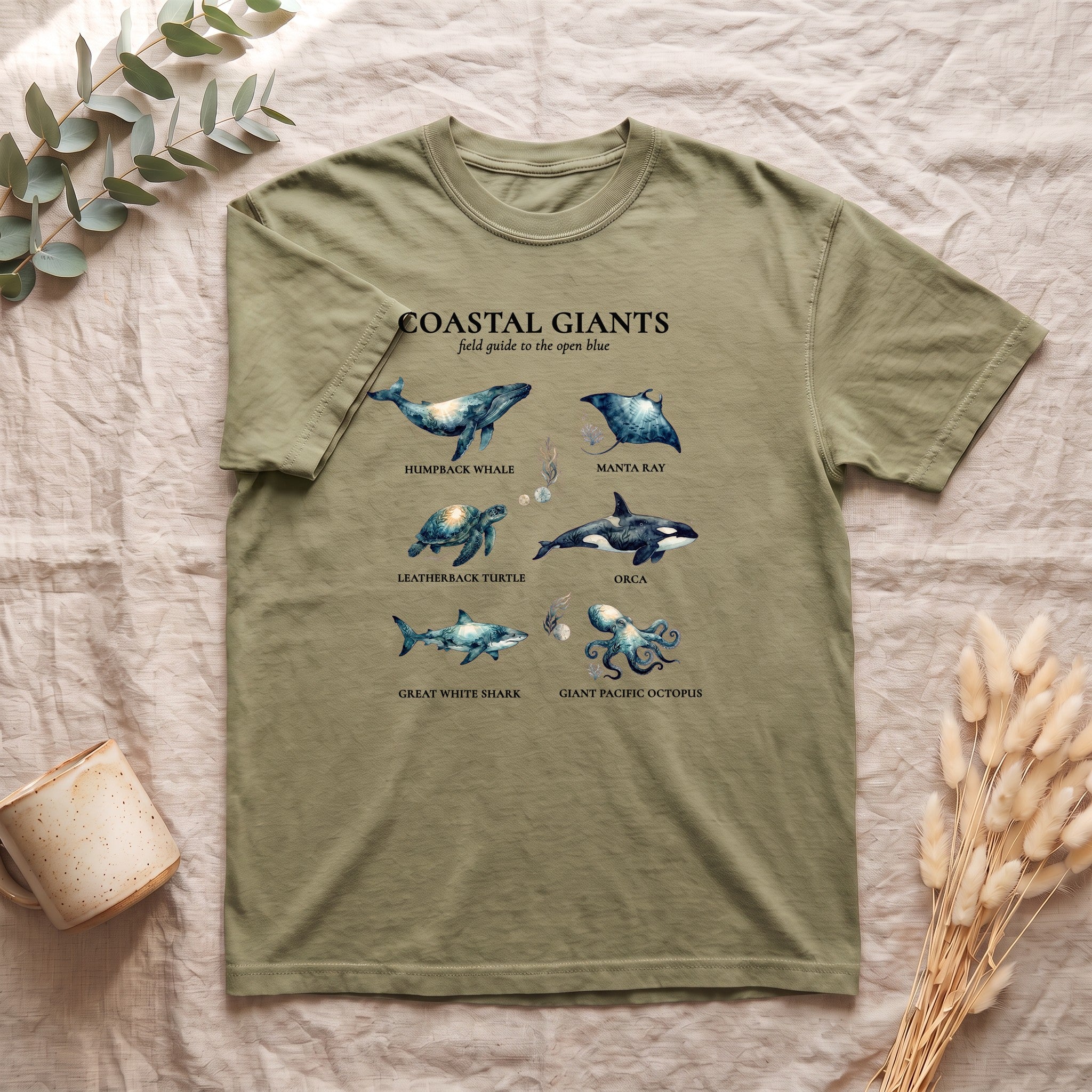 Coastal Giants Ocean Field Guide Shirt, Whale Manta Sea Turtle Tee, Marine Life Ocean Lover Gift, Nautical Sweatshirt