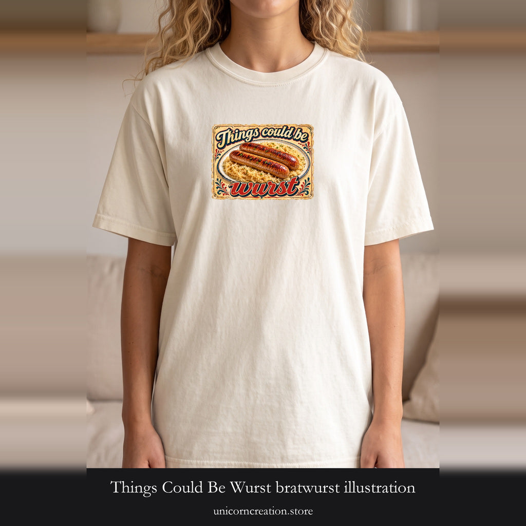 Things Could Be Wurst bratwurst illustration Shirt | vintage diner graphic