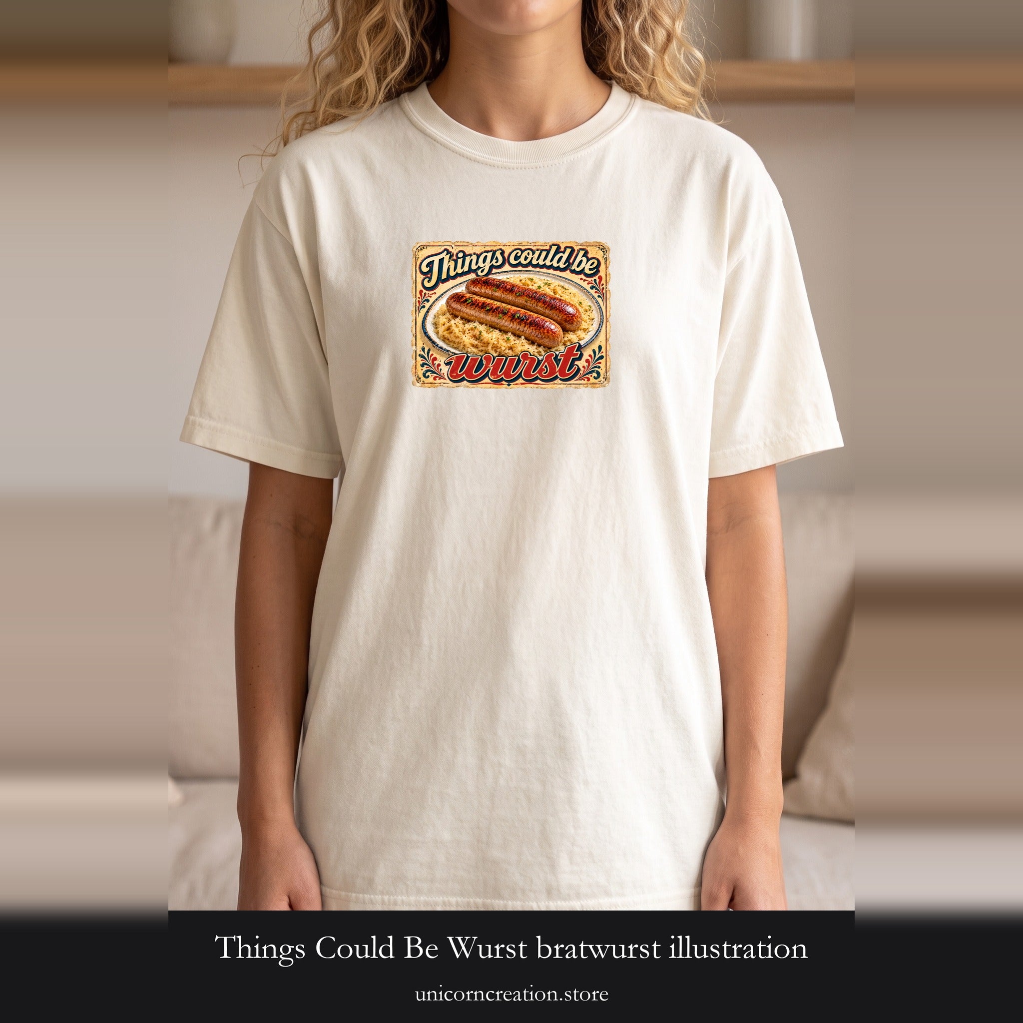 Things Could Be Wurst bratwurst illustration Shirt | vintage diner graphic