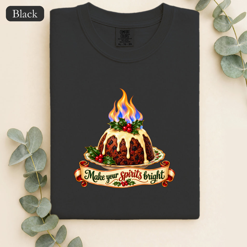 Christmas Figgy Pudding with Flames shirt | Holiday Dessert Illustration