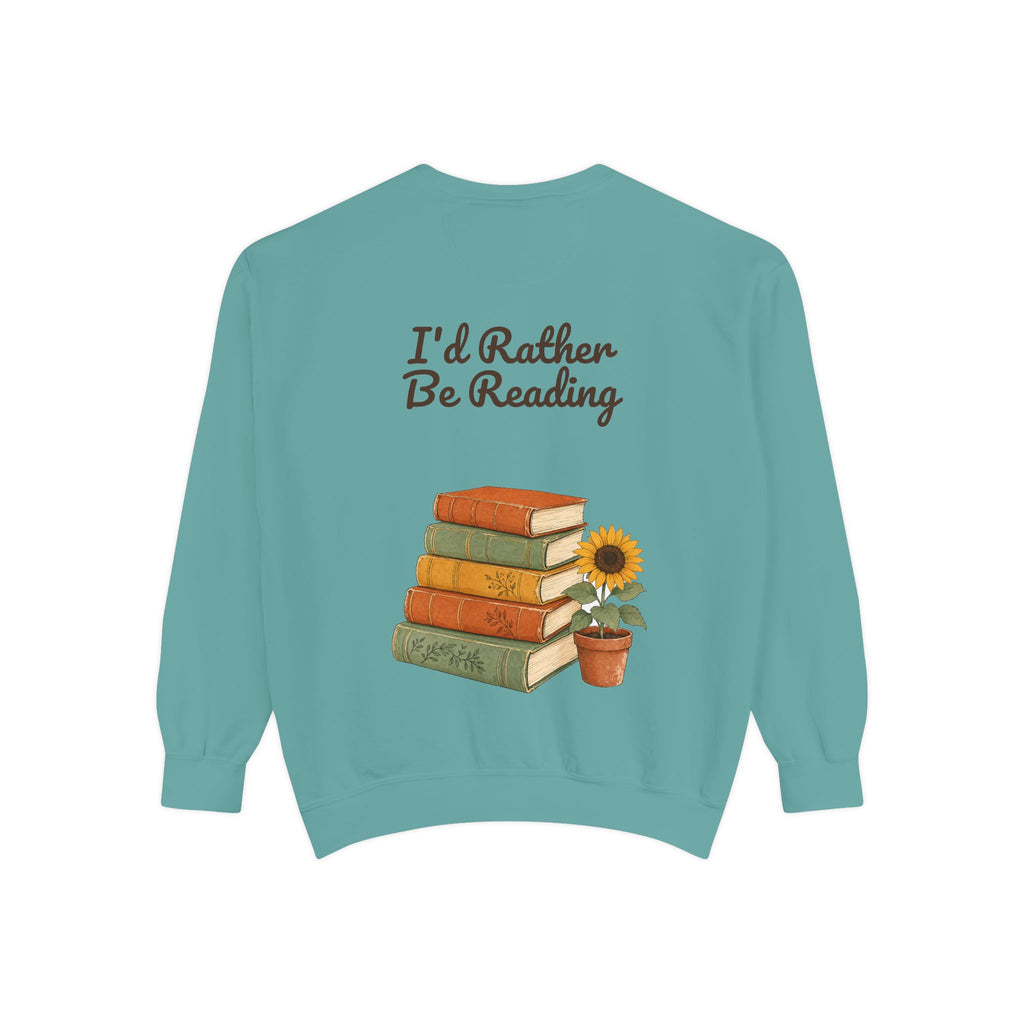I'd Rather Be Reading Shirt, Book Lover Tee, Bookish Reader Gift, Cozy Sunflower Reading Sweatshirt