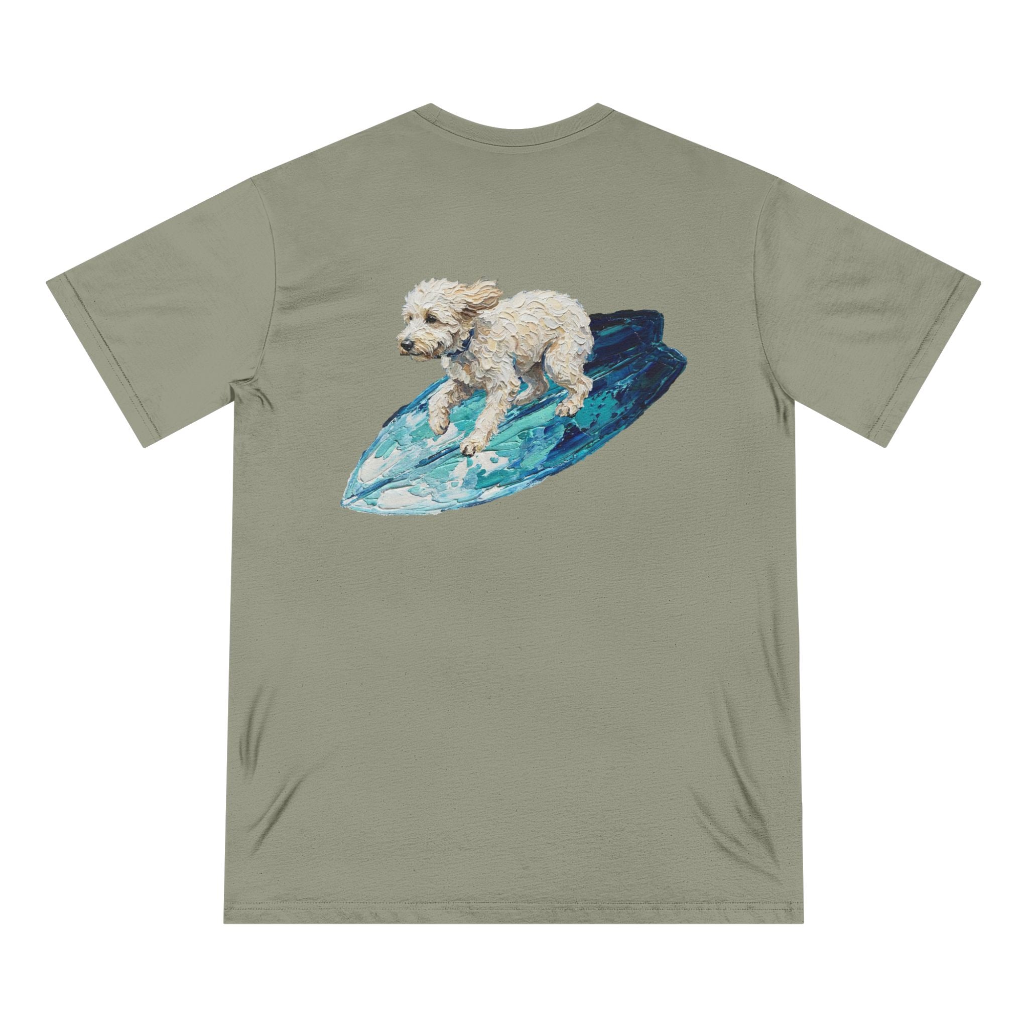 Organic Cotton Surfing Dog T-Shirt — Funny Beach Dog Tee