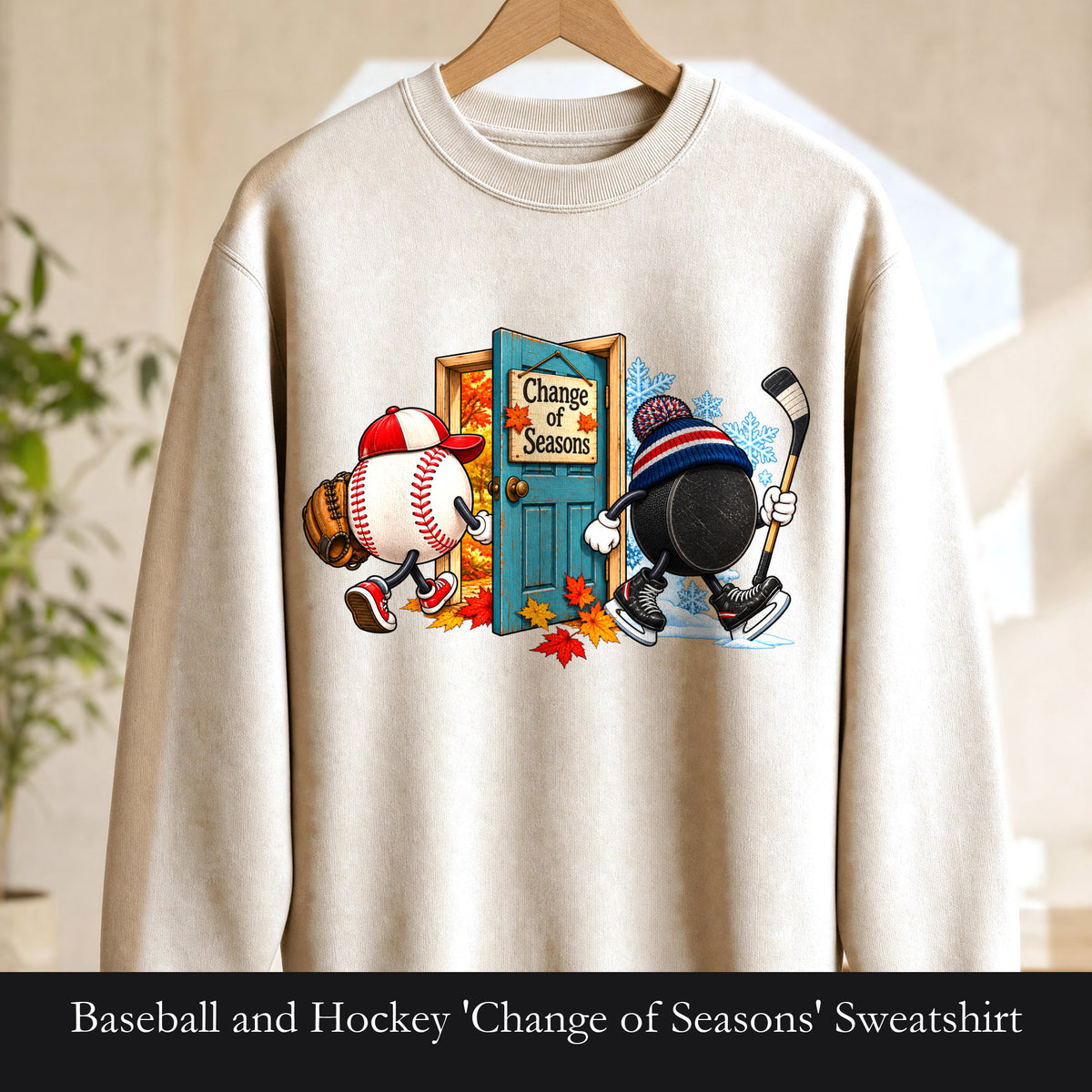 Baseball and Hockey 'Change of Seasons' Sweatshirt | Sports Autumn Winter Design