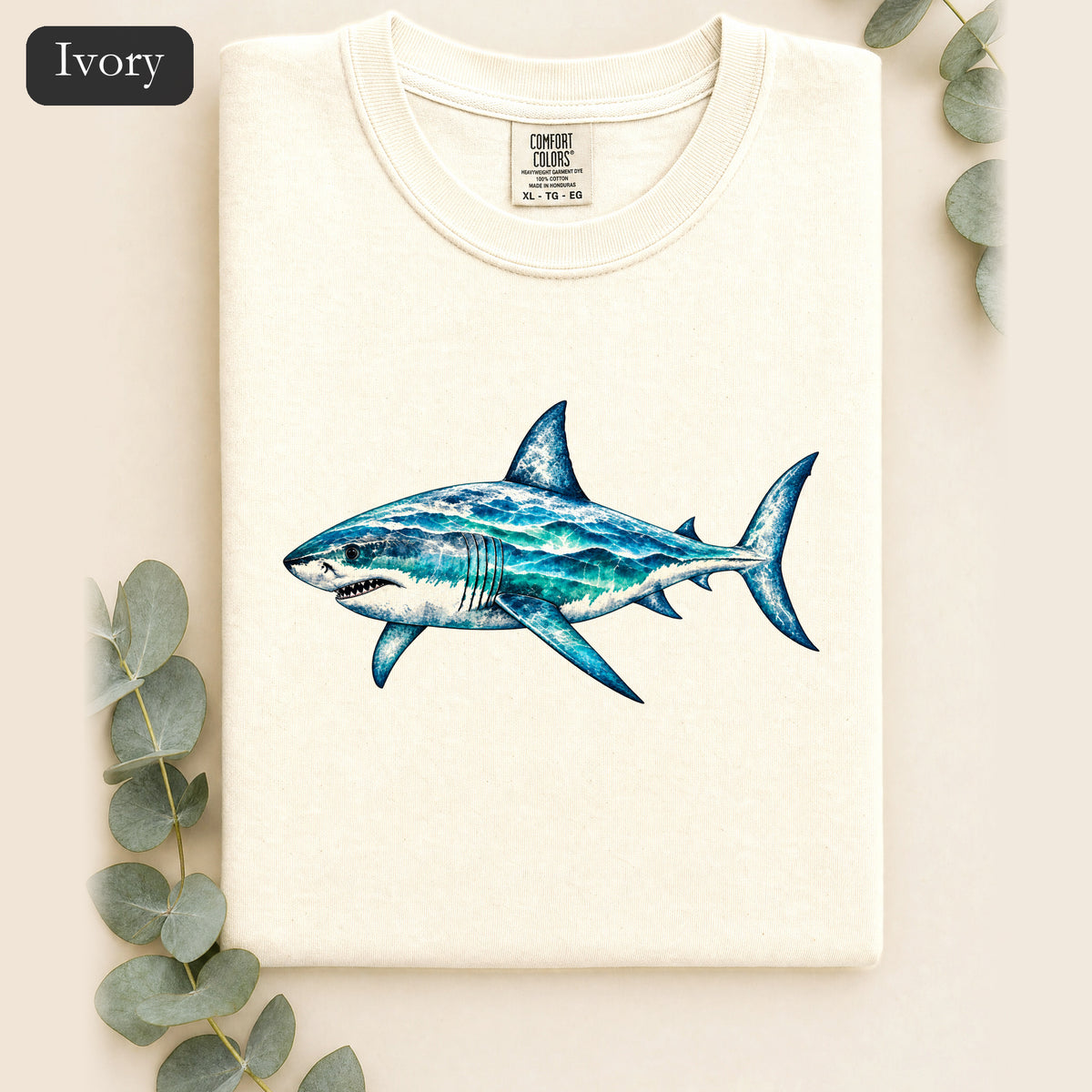 Blue Watercolor Shark Shirt | Ocean Fish Illustration