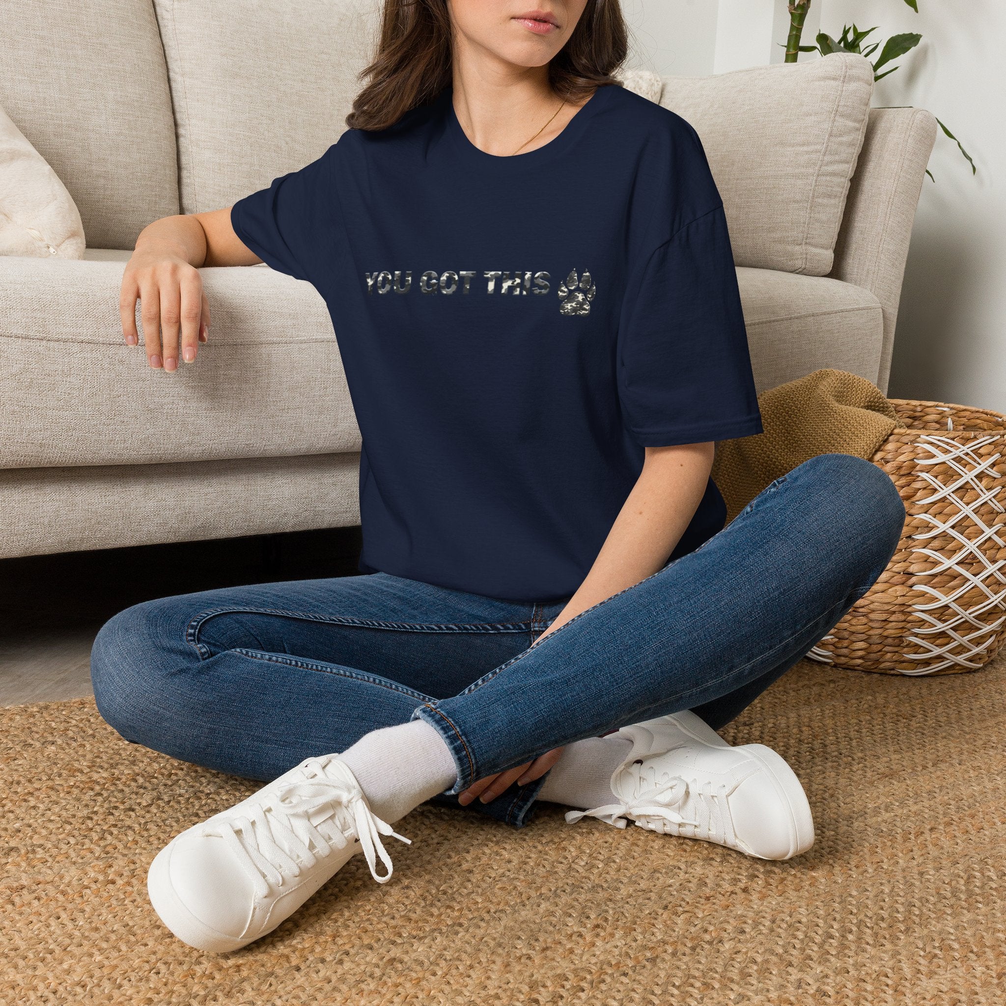 You Got This T-Shirt — Camo Encouragement Tee with Paw Print