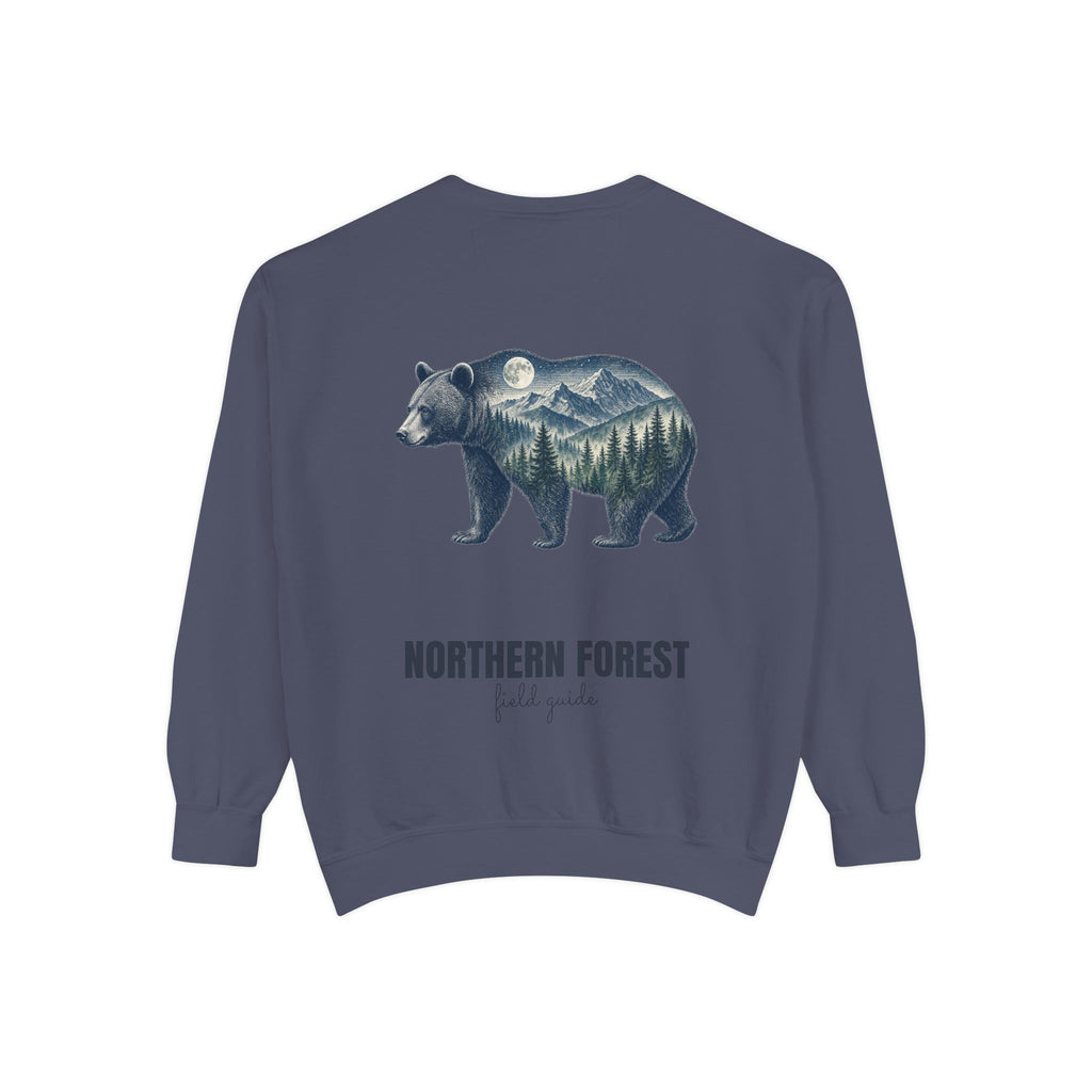 Northern Forest Field Guide Shirt, Black Bear Double Exposure Tee, Woodland Wildlife Camping Gift, Nature Lover Sweatshirt