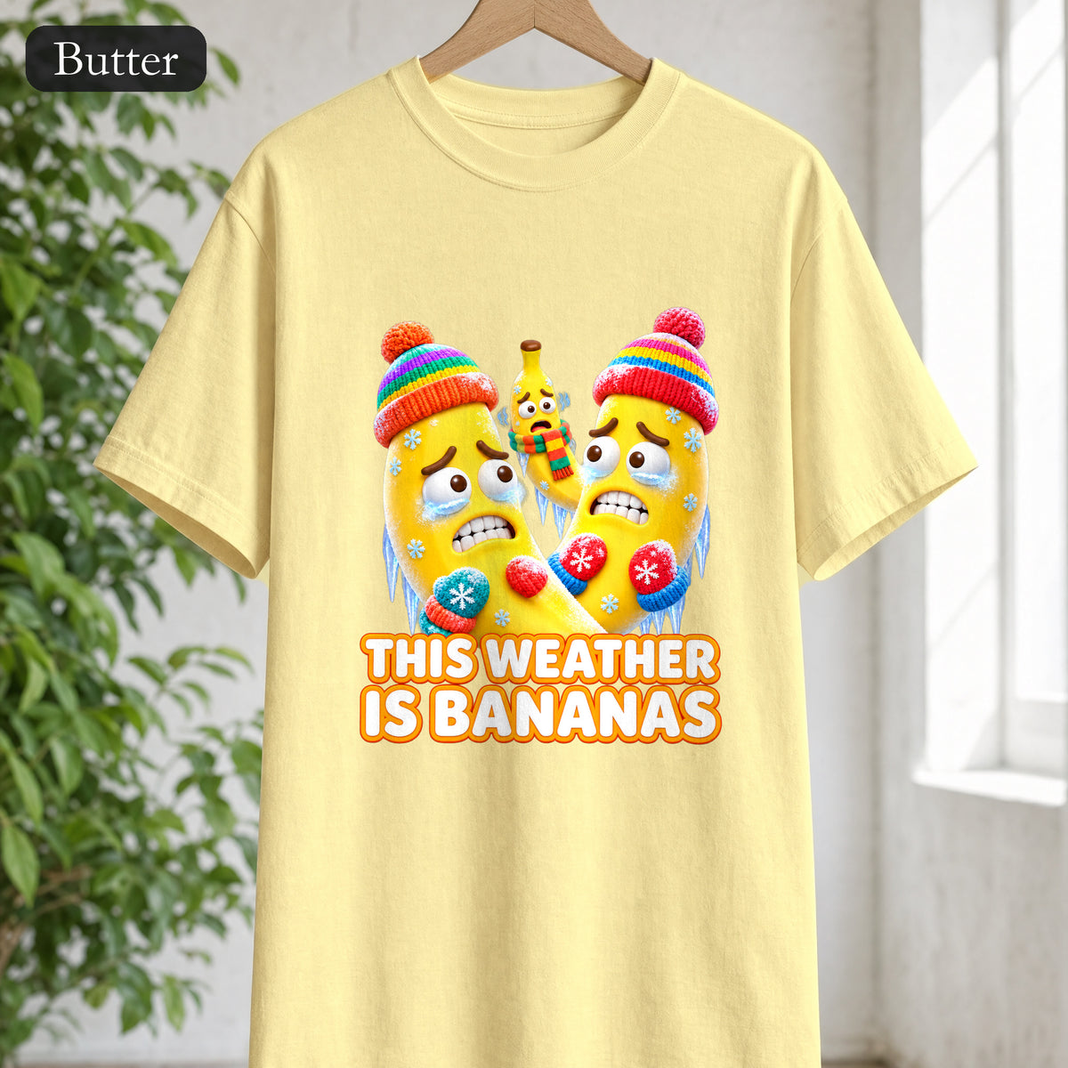 This Weather Is Bananas Shirt, Funny Freezing Banana Tee, Winter Fruit Pun Gift, Cold Weather Humor Sweatshirt