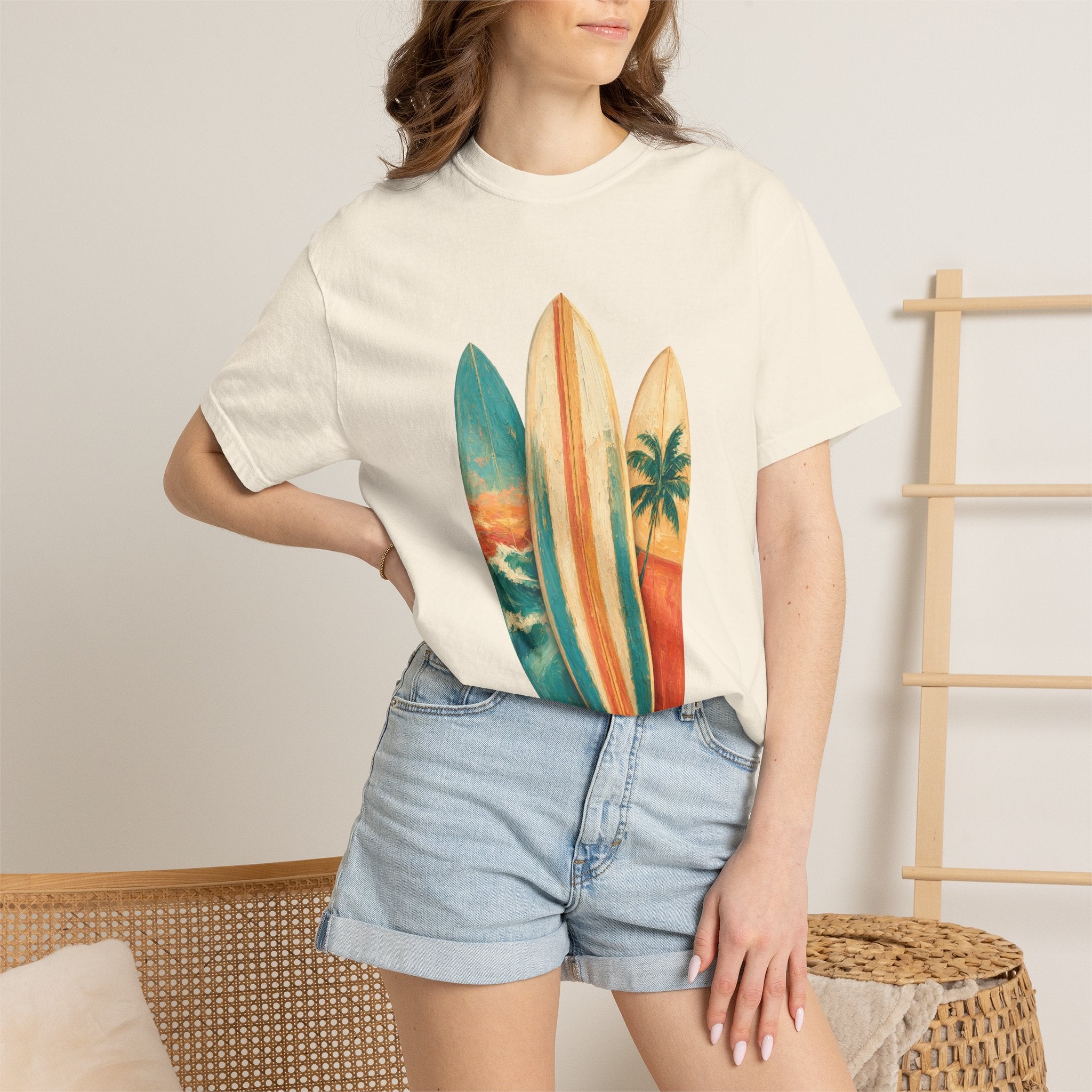 Vintage Surfboard Quarter Zip, Painterly Surf Art Pullover, Beach Coastal Surfer Gift, Summer Ocean Sweatshirt