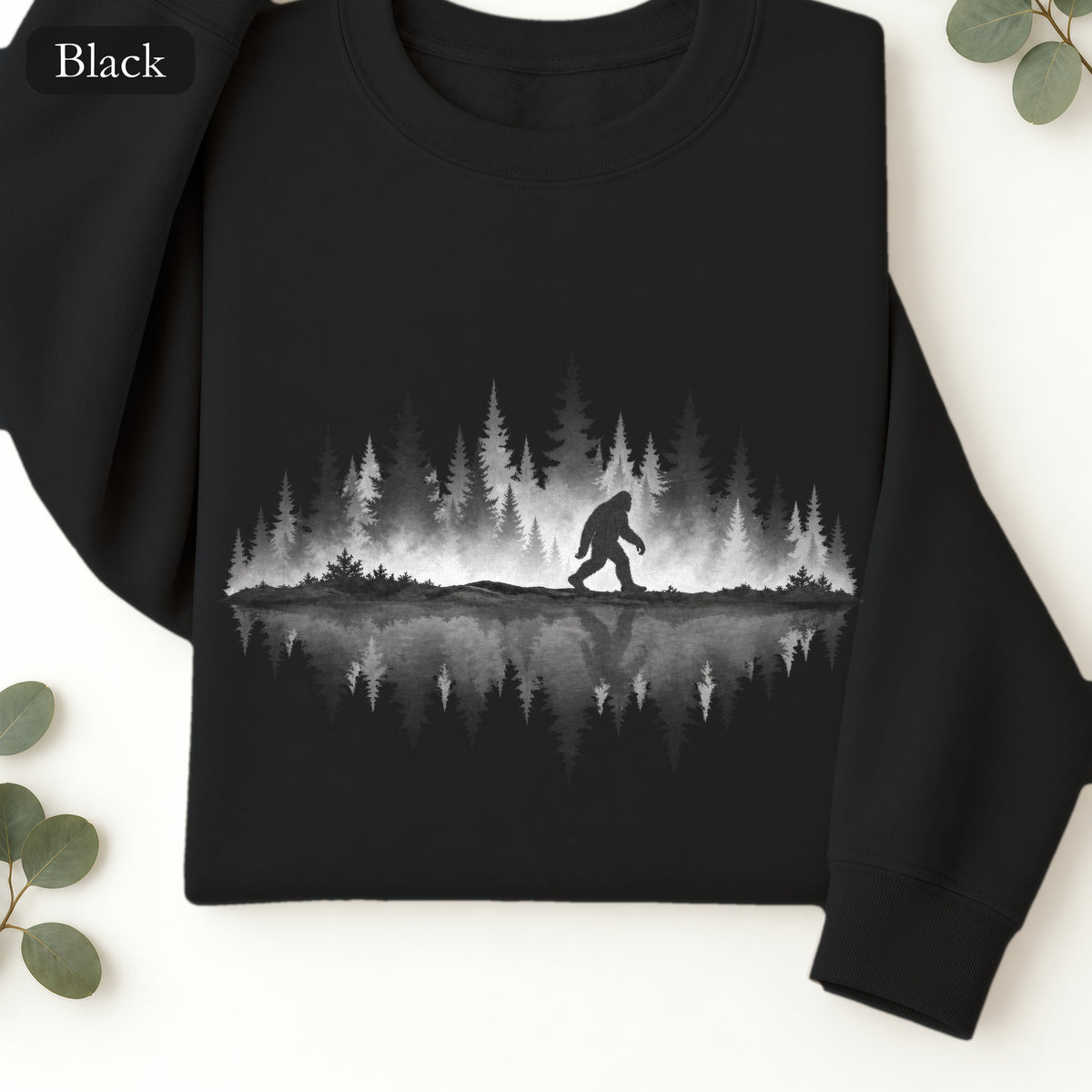 Bigfoot Silhouette Forest Crewneck Sweatshirt