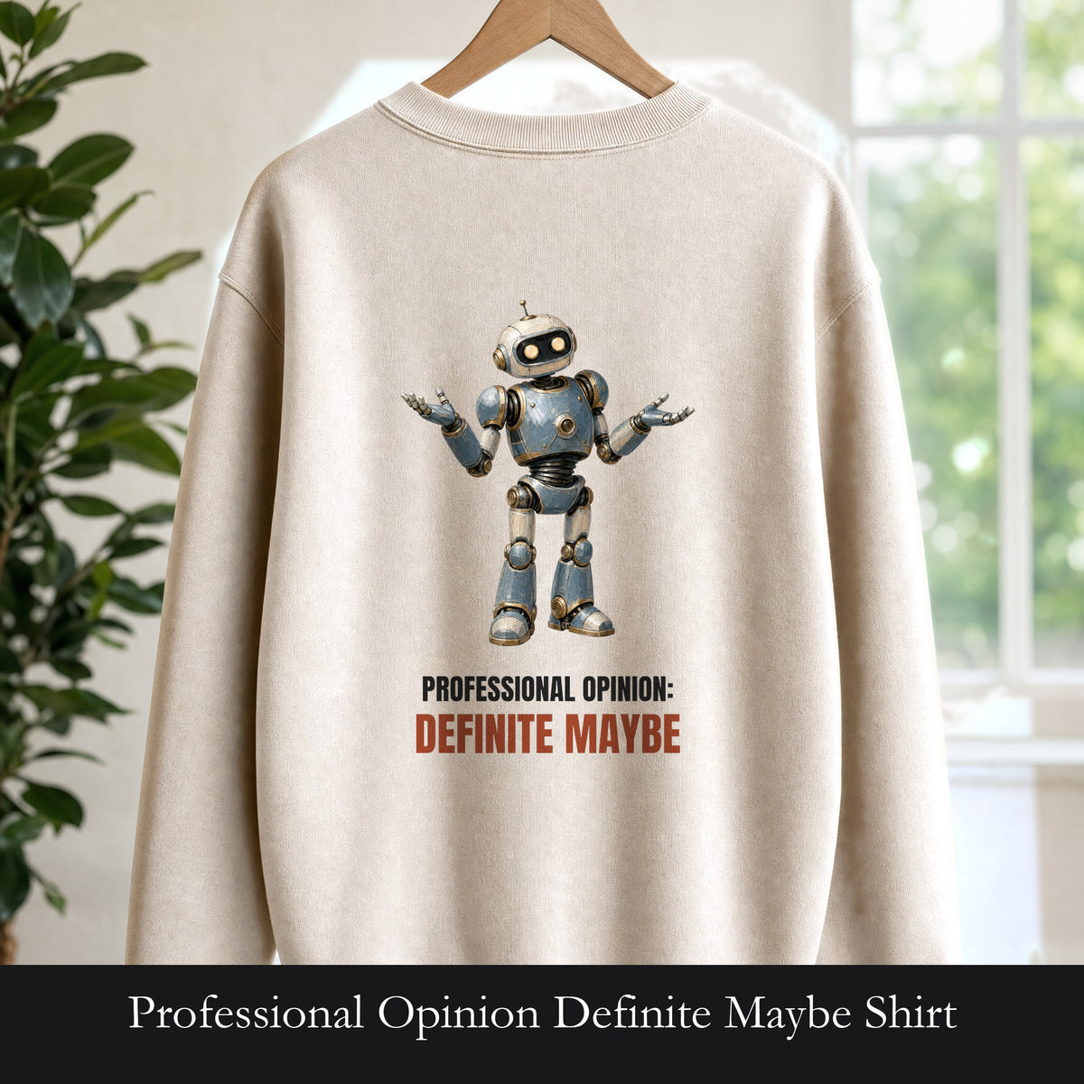 Professional Opinion Definite Maybe Shirt, Funny Robot Tech Tee, Engineer Programmer Gift, Sarcastic AI Sweatshirt