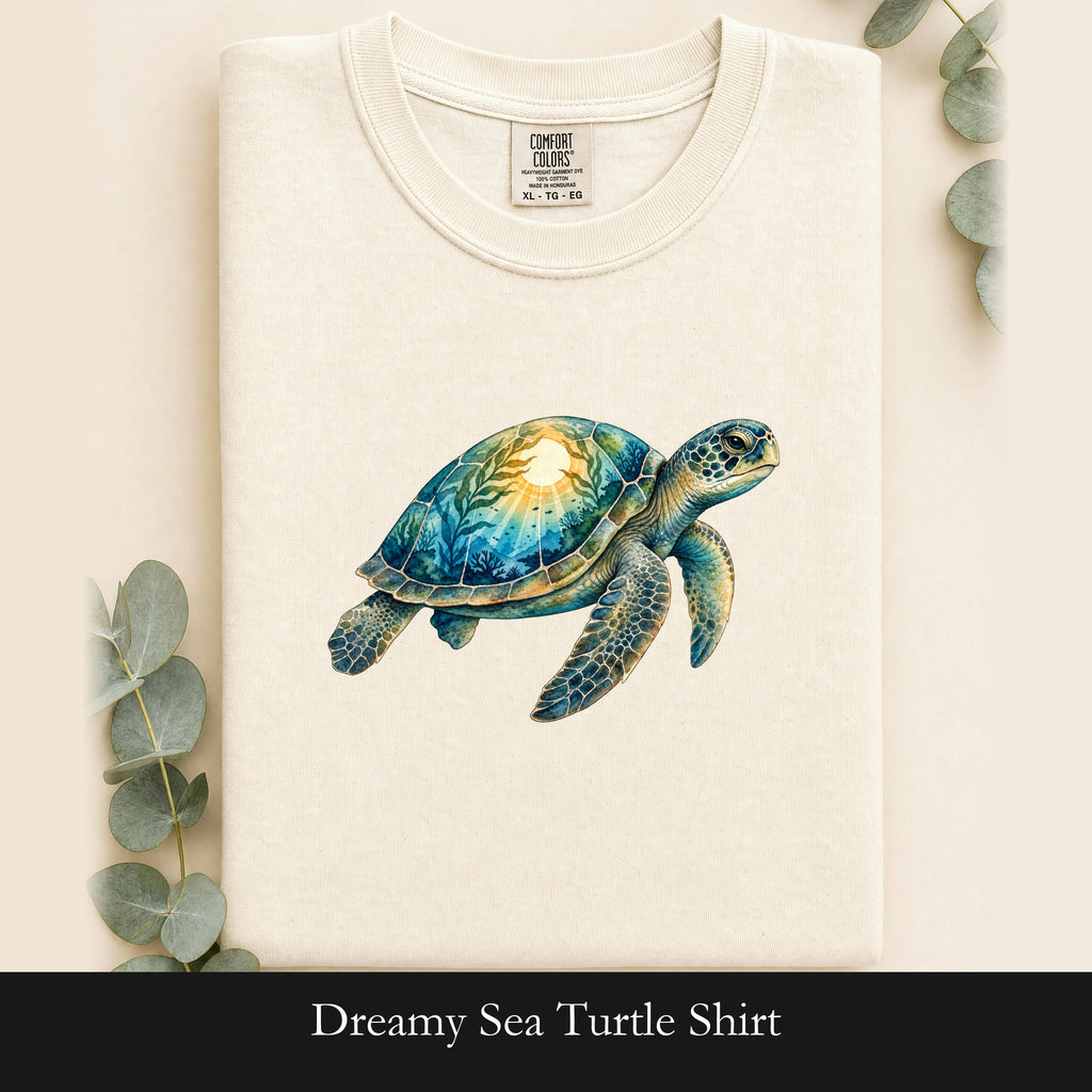 Dreamy Sea Turtle Shirt | Cosmic Turtle Illustration, Ocean Wildlife