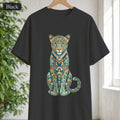 Boho Leopard Shirt, Folk Art Leopard Tee, Japanese Pattern Big Cat Lover Gift, Vintage Floral Leopard Sweatshirt