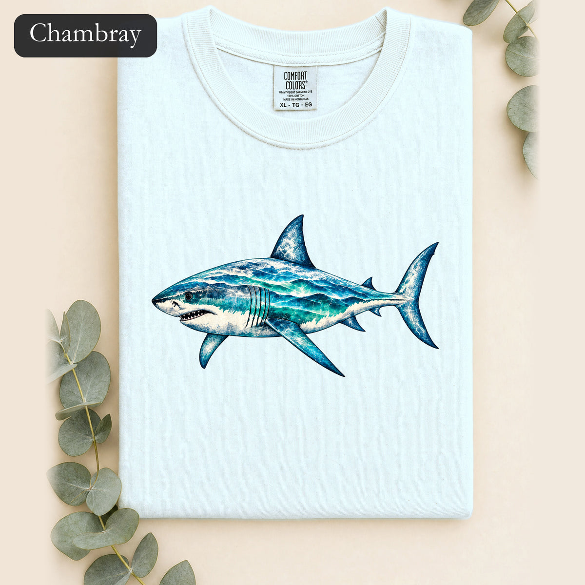 Blue Watercolor Shark Shirt | Ocean Fish Illustration