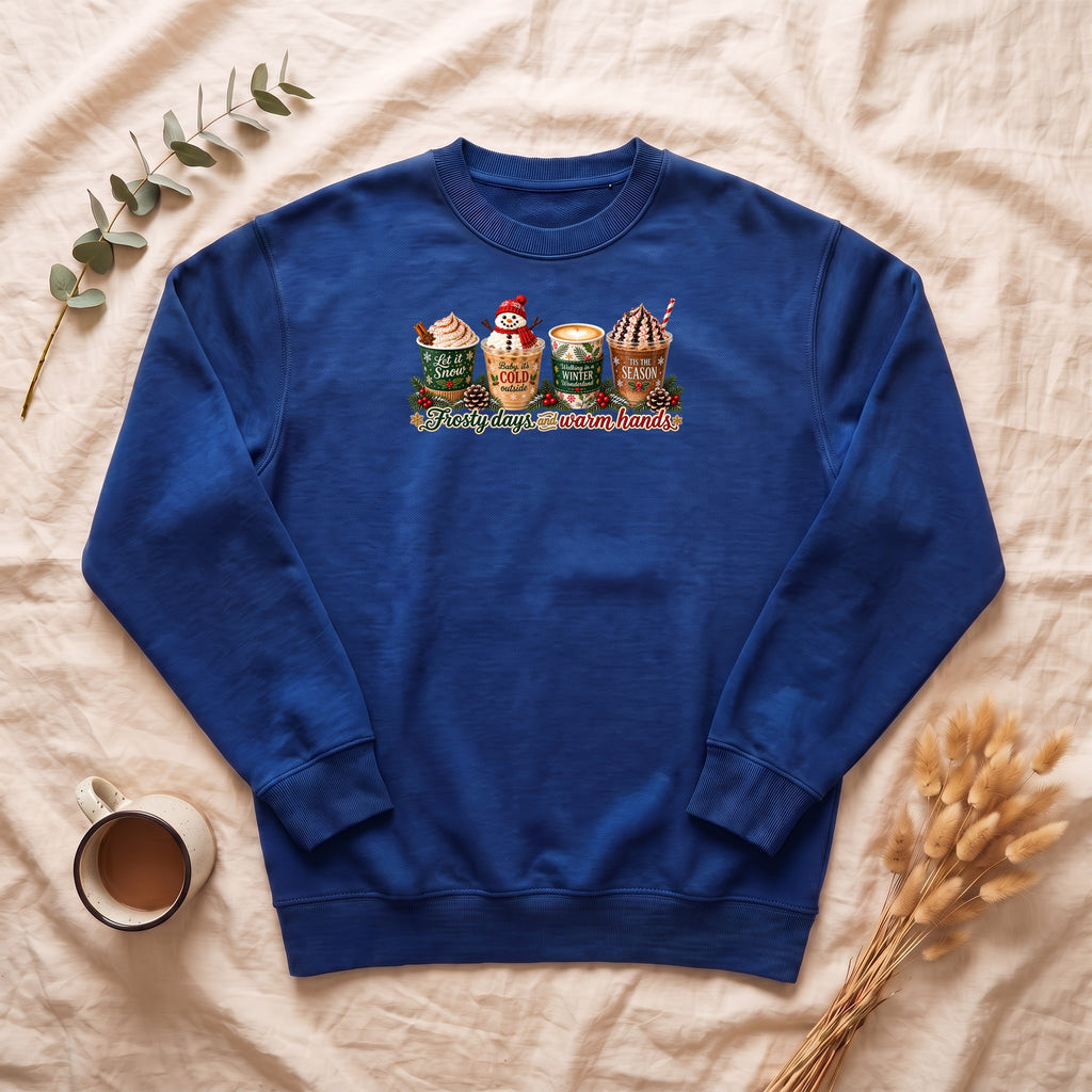 Cozy Holiday Hot Cocoa Graphic Crewneck Sweatshirt | Winter Drink Design