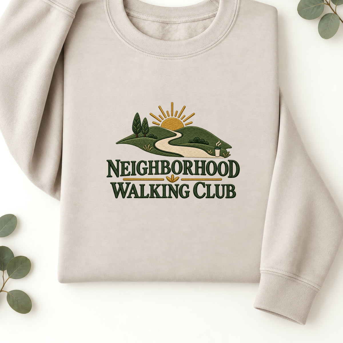 Neighborhood Hiking Club Graphic Sweatshirt | Faux Embroidery