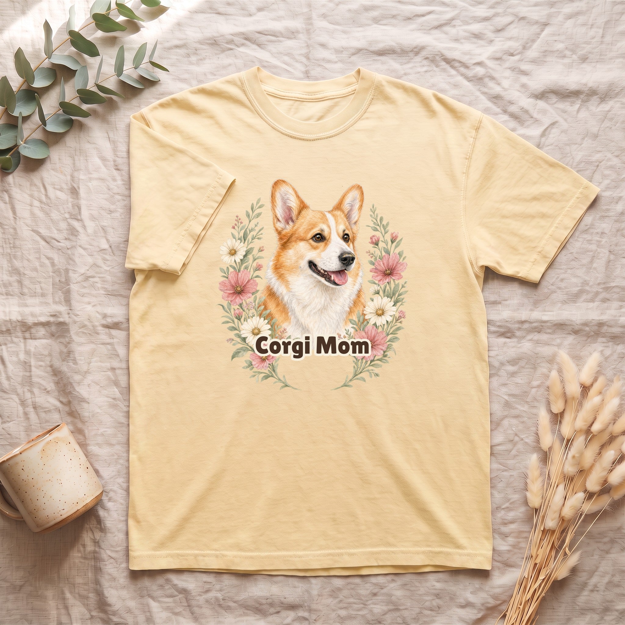 Corgi Mom Shirt, Corgi Mama Tee, Dog Mom Gift, Wildflower Corgi Lover Sweatshirt, Cute Dog Owner Gift