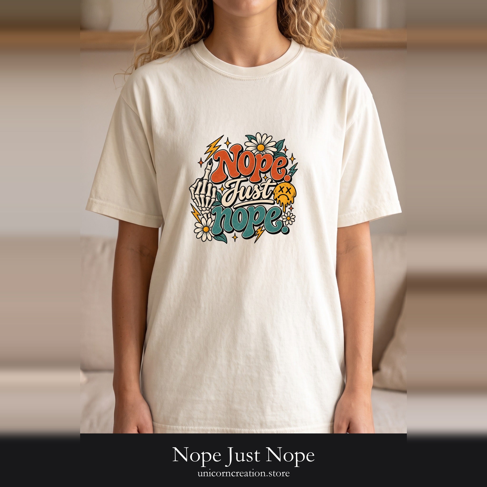 Nope Just Nope Shirt, Retro Skull Daisy Tee, Funny Sarcastic Gift, Introvert Dark Humor Sweatshirt