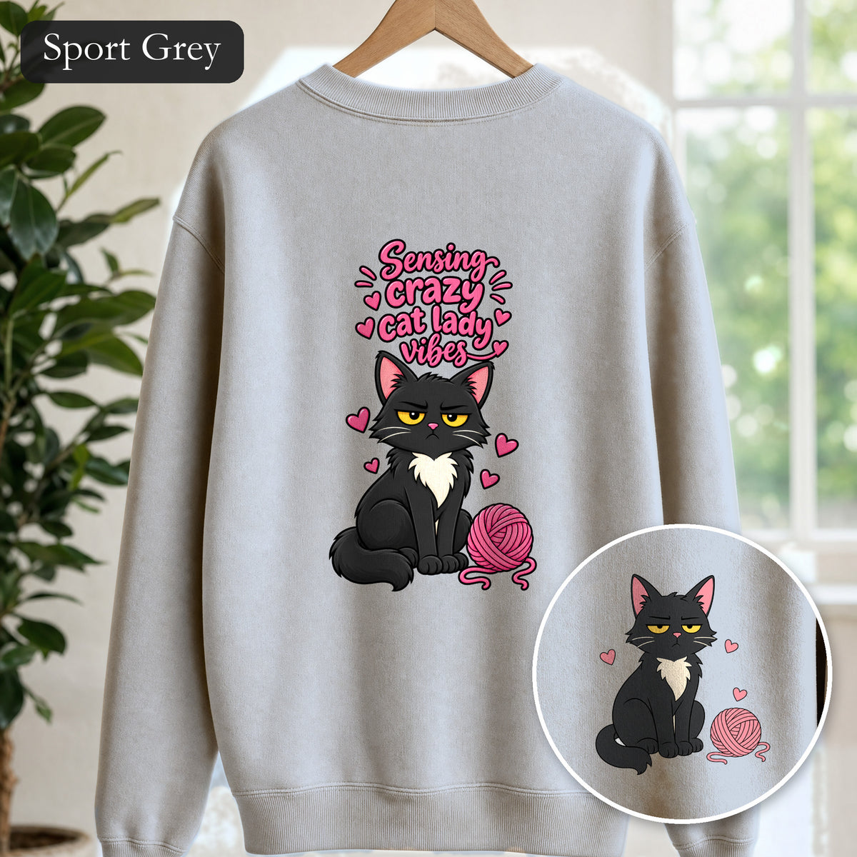 Sensing Crazy Cat Lady Vibes Shirt, Funny Cat Mom Tee, Cat Lover Gift, Sarcastic Cat Owner Sweatshirt