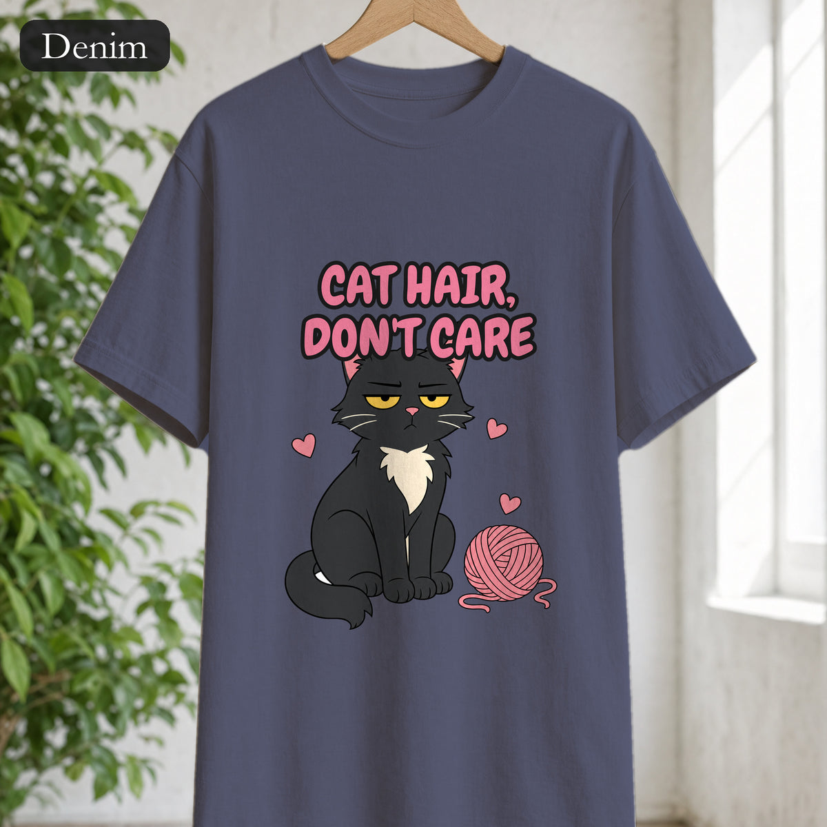Cat Hair Don't Care Shirt, Funny Cat Mom Tee, Cat Lover Gift, Cat Owner Sweatshirt