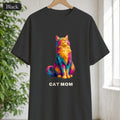 Cat Mom Shirt, Vibrant Painterly Cat Tee, Bold Cat Lover Gift, Colorful Cat Owner Sweatshirt