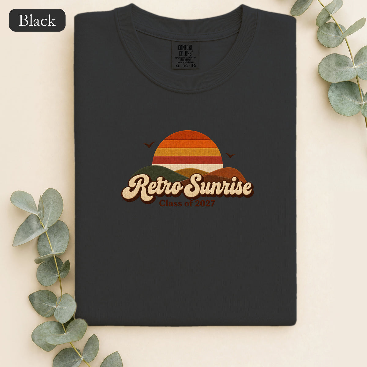 Retro Sunrise Shirt | Faux Embroidery