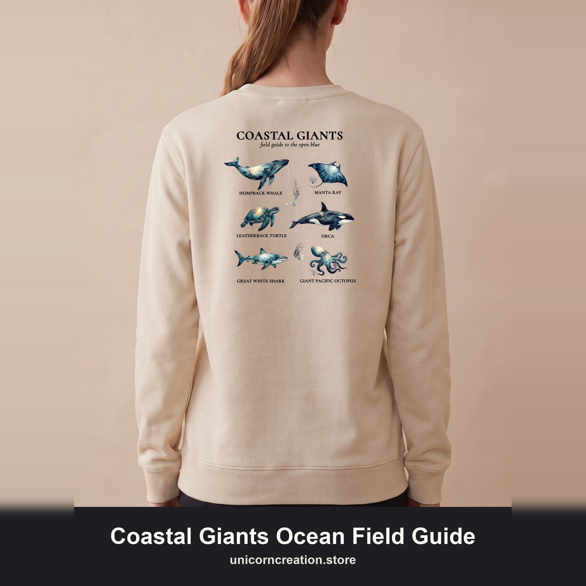 Coastal Giants Ocean Field Guide Shirt, Whale Manta Sea Turtle Tee, Marine Life Ocean Lover Gift, Nautical Sweatshirt