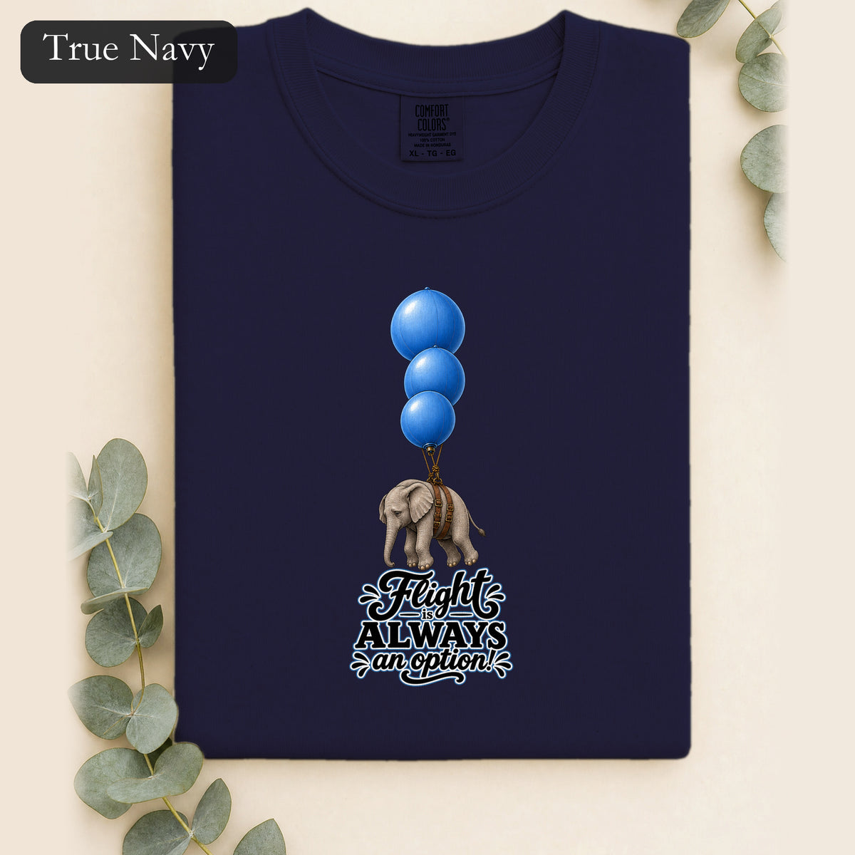 Blue Balloons Elephant illustration Shirt | Flight Always inspired quote