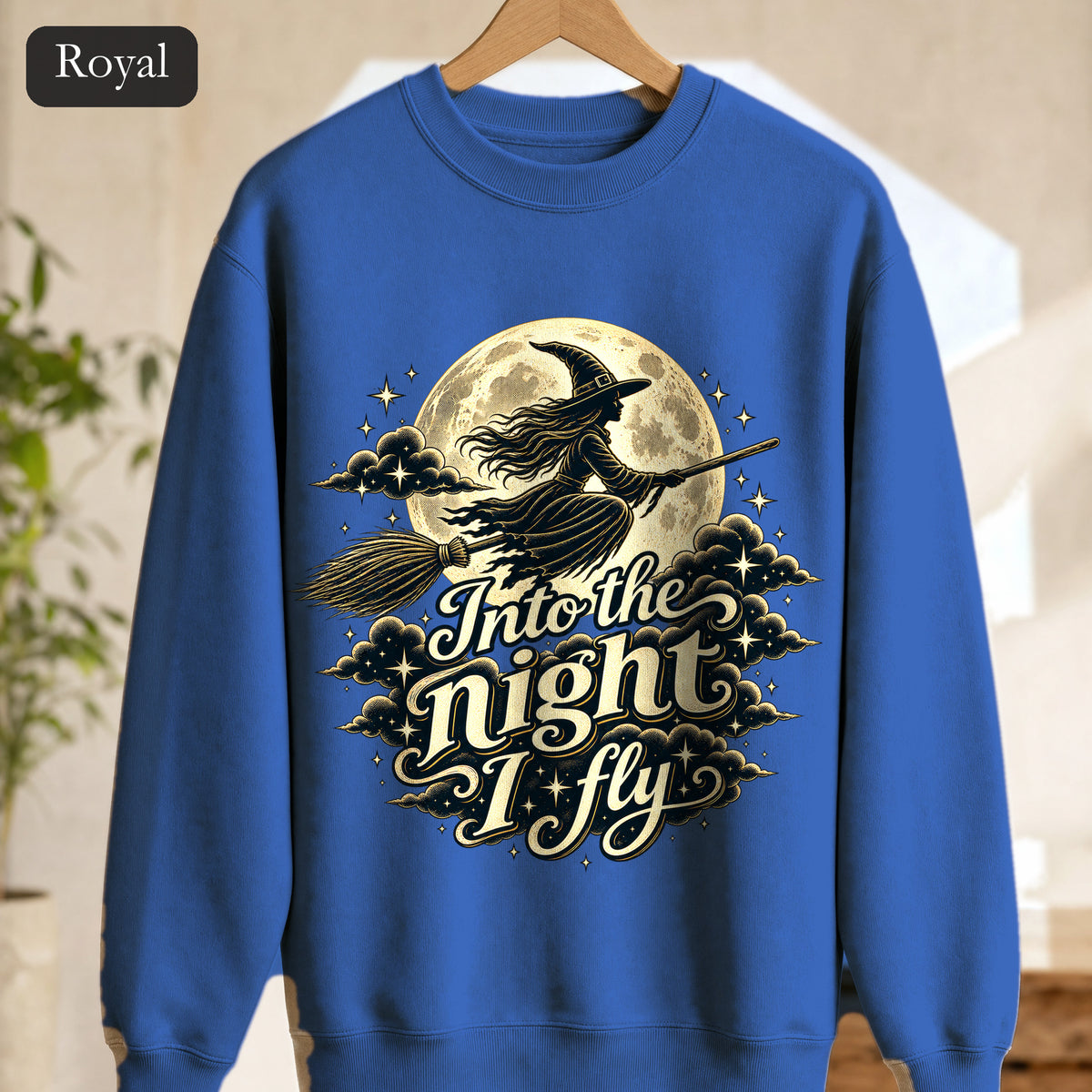Witch Moon Sweatshirt, Into the Night I Fly, Magical Halloween Crewneck, Witchy Aesthetic Gift