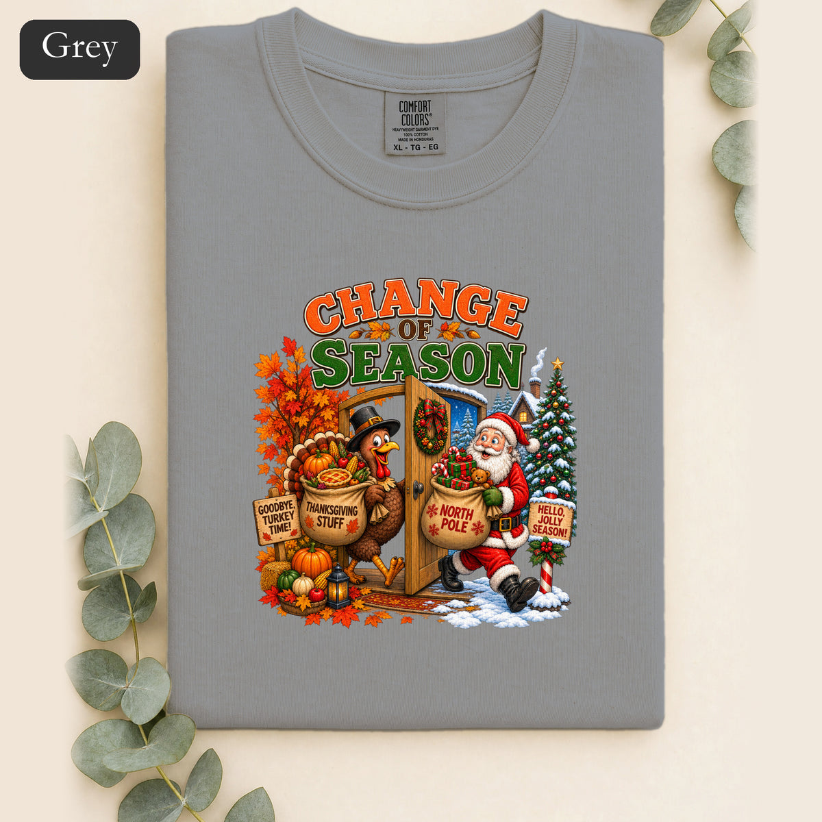 Change of Season Shirt | Fall to Winter Holiday Pumpkin Santa Design