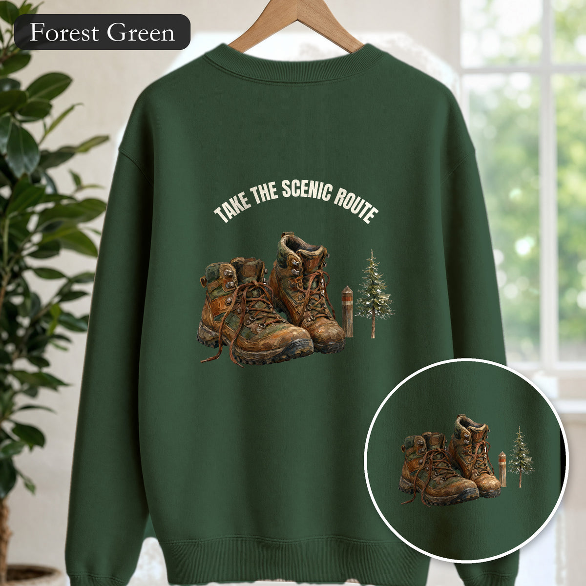 Take the Scenic Route Shirt, Hiking Trail Tee, Outdoor Adventure Nature Gift, Painterly Mountain Sweatshirt