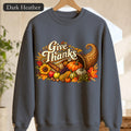 Give Thanks cornucopia Sweatshirt | Thanksgiving fall harvest crewneck