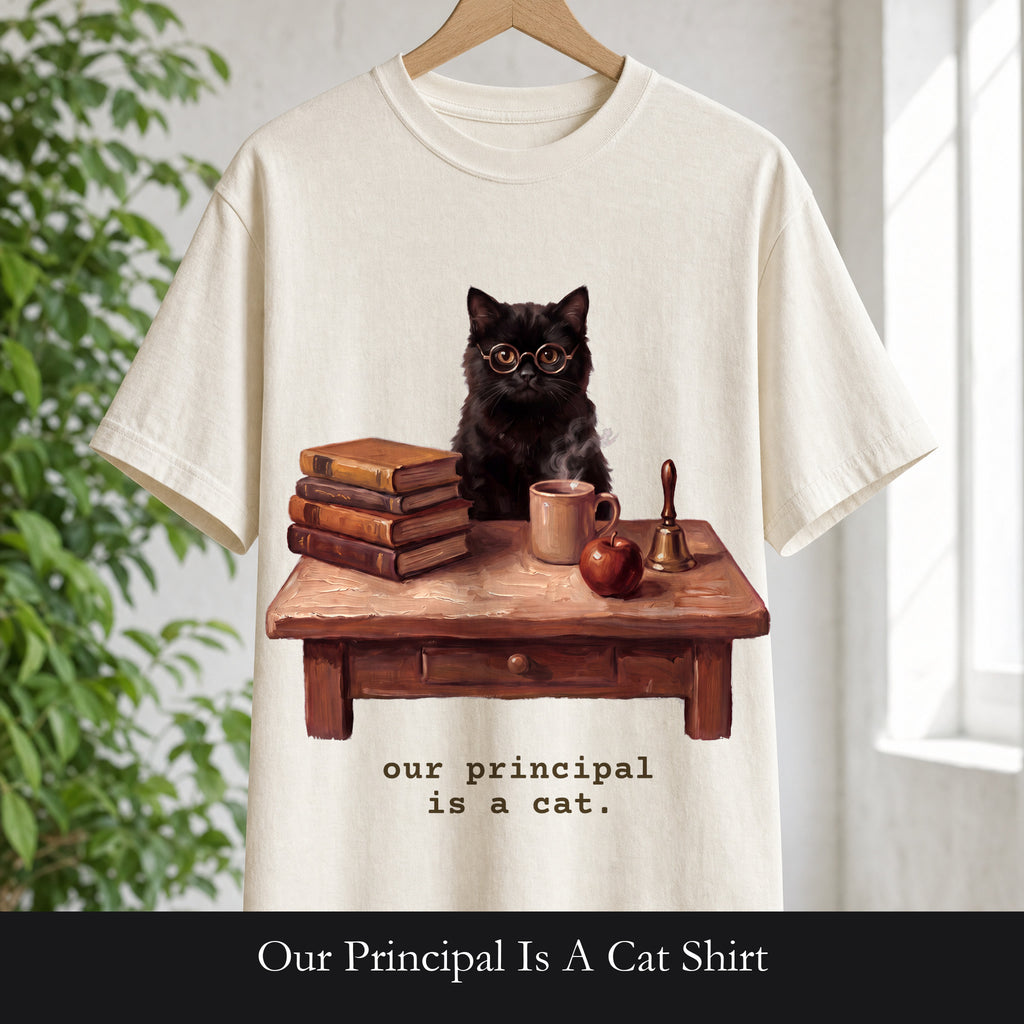 Our Principal Is A Cat Shirt, Funny Homeschool Mom Tee, Homeschool Family Cat Tee, Homeschool Gift