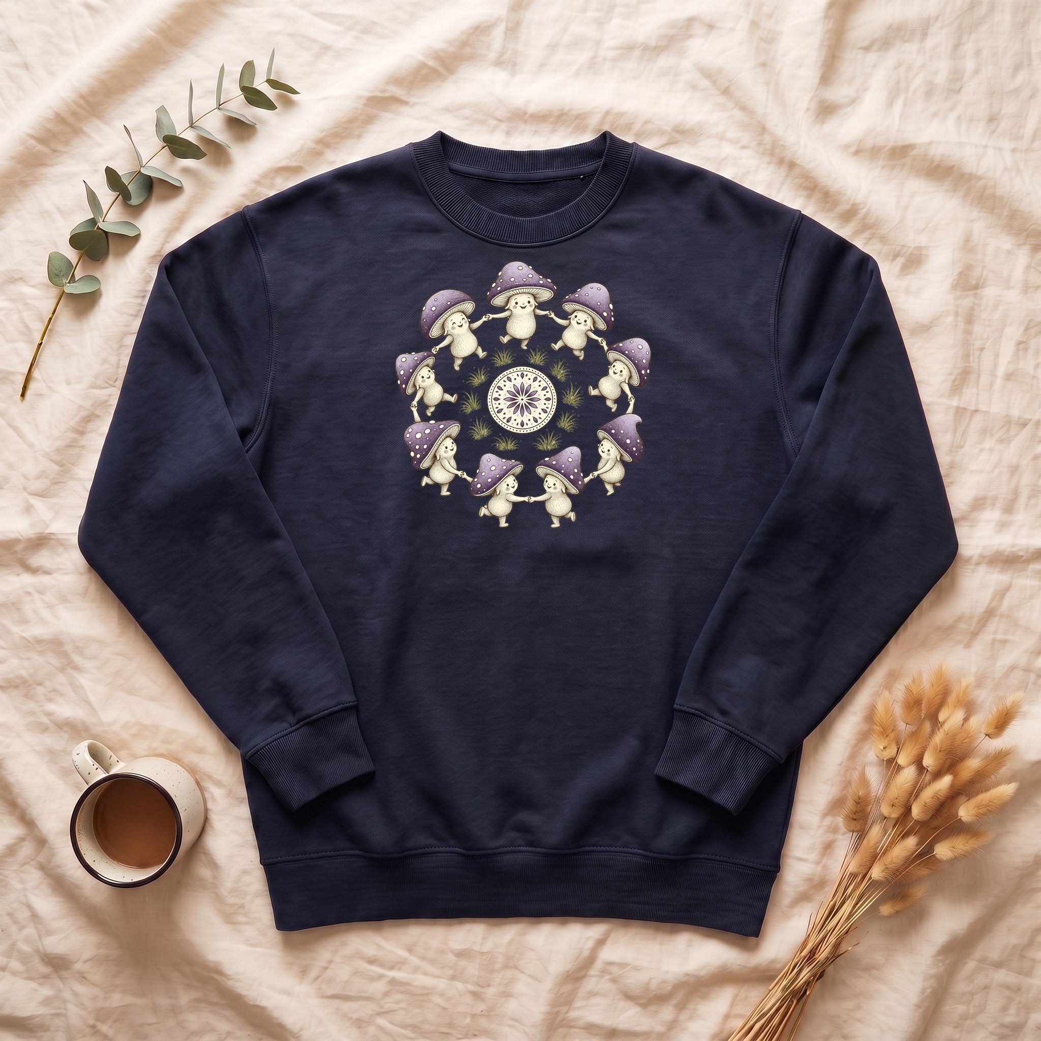 Cottagecore Mushroom Shirt, Lavender Fairy Ring Tee, Goblincore Nature Gift, Whimsical Mushroom Sweatshirt
