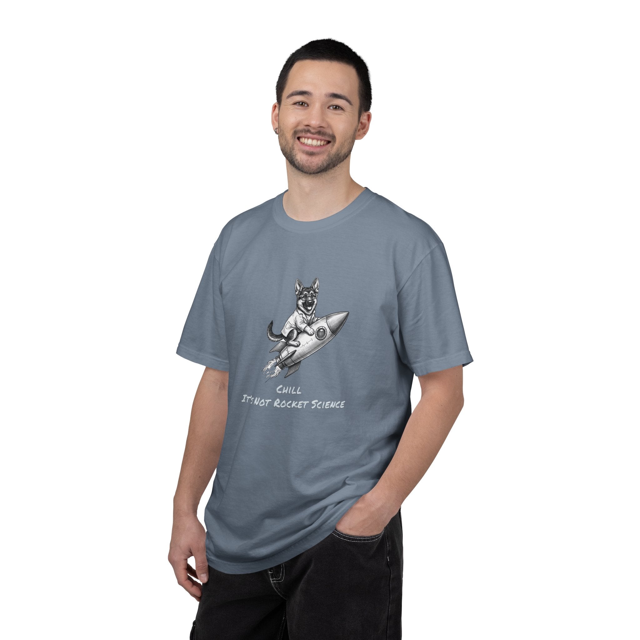 Dog on Rocket T-Shirt — Chill, It's Not Rocket Science