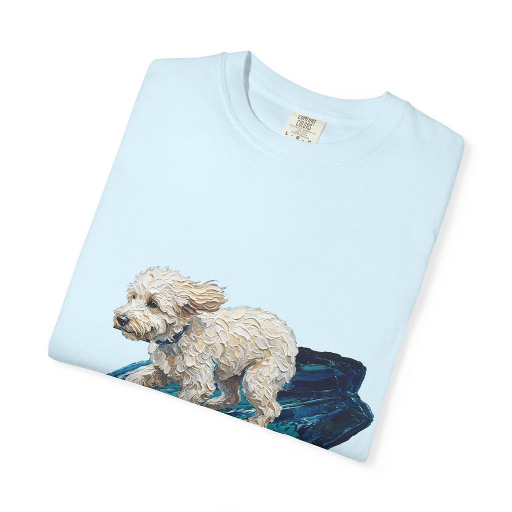 Surfing Dog Shirt, Painterly Surf Dog Tee, Beach Coastal Dog Lover Gift, Summer Ocean Dog Mom Sweatshirt