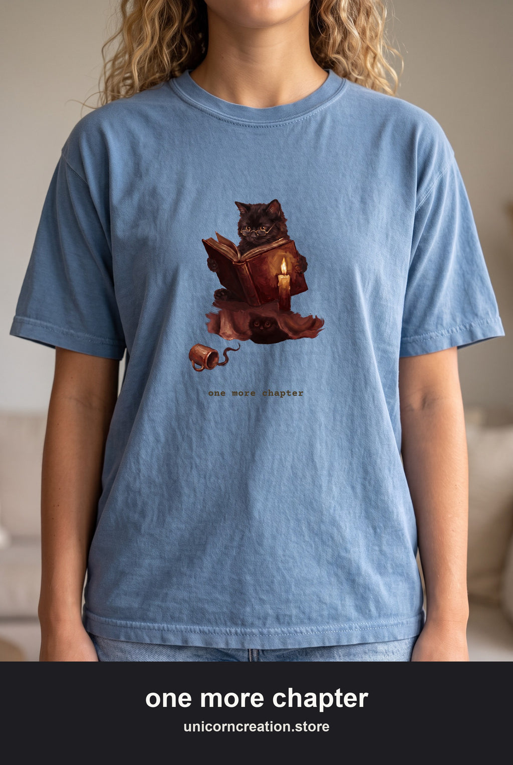 One More Chapter Cat Shirt, Book Lover Reading Tee, Cozy Bookish Cat Tee, Bookworm Reader Gift